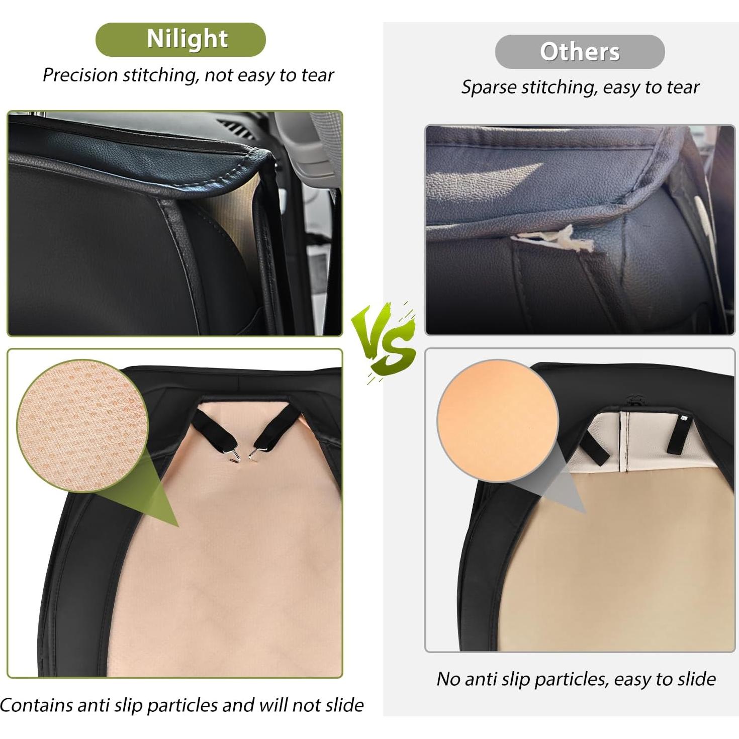 Cubiertas de Asiento de Coche Nilight Universales 2 PCS Negro