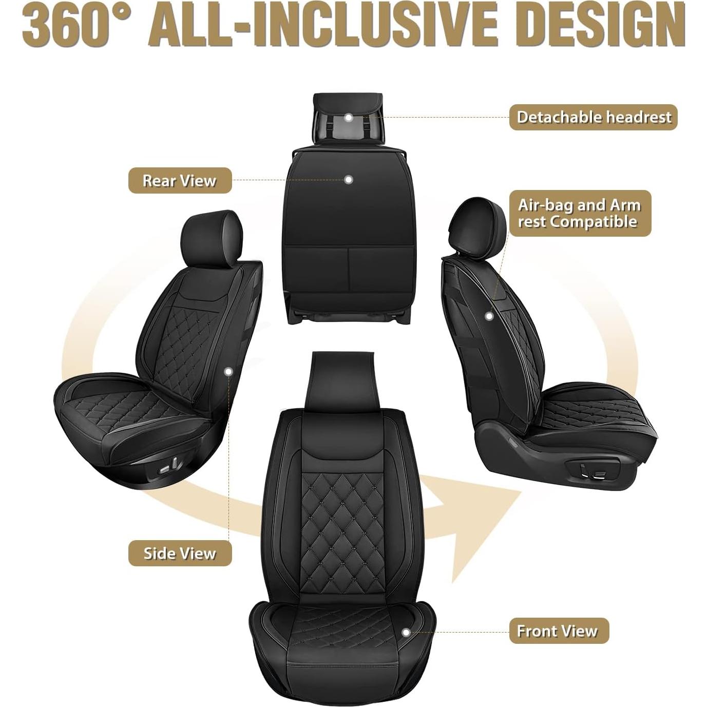 Cubiertas de Asiento de Coche Nilight Universales 2 PCS Negro