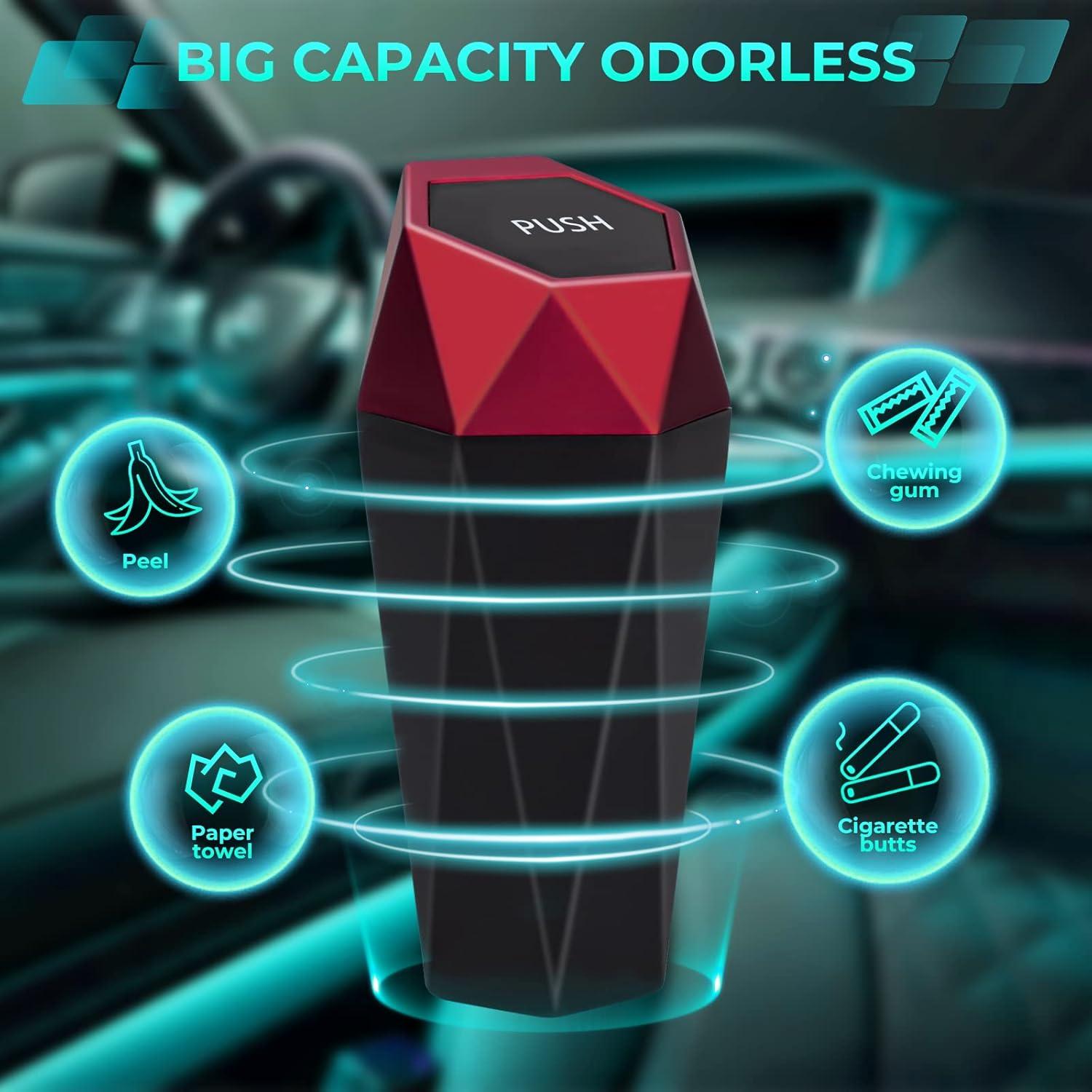 Basurero de Coche Tecfino Mini Rojo con Tapa y Soporte