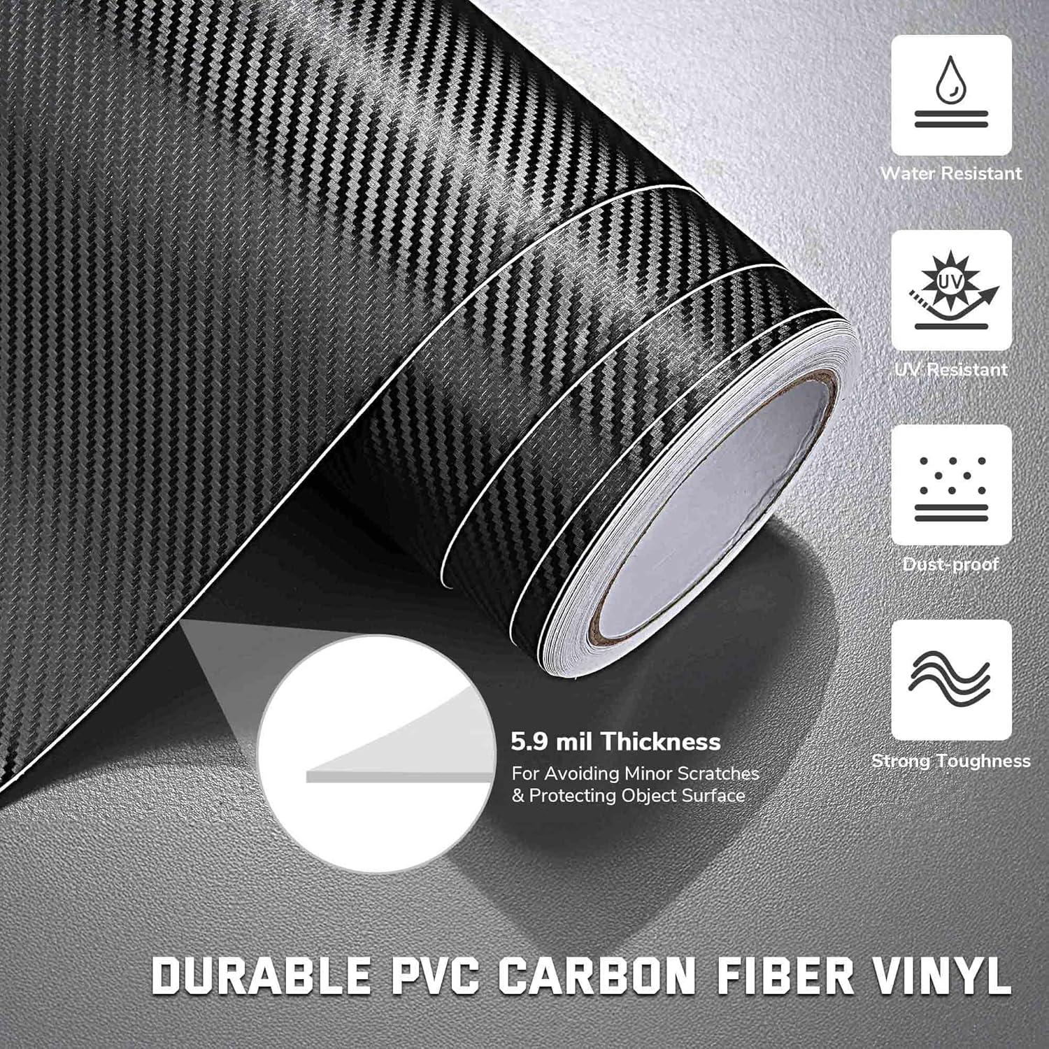 Vinilo de Fibra de Carbono 3D Yescom 152x1500 cm Negro