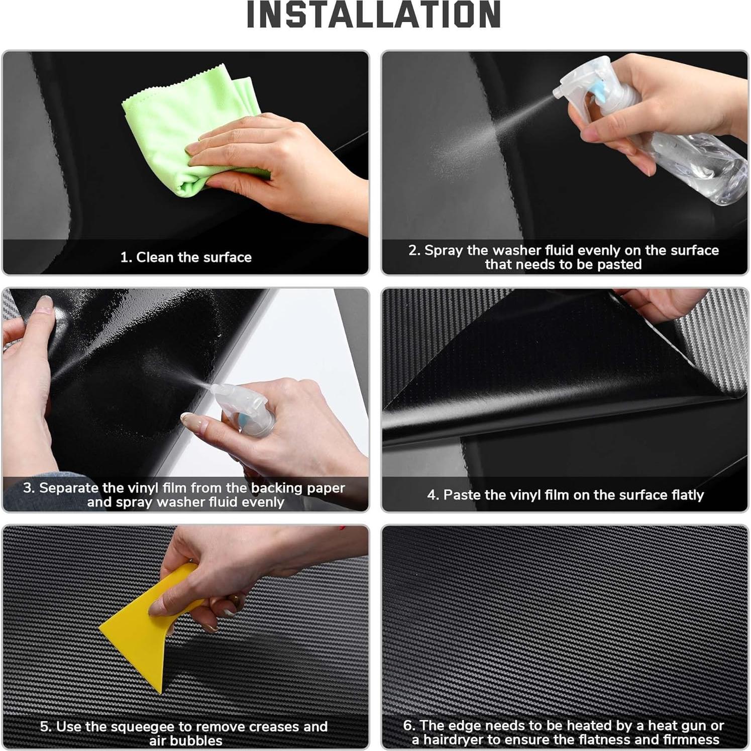 Vinilo de Fibra de Carbono 3D Yescom 152x1500 cm Negro