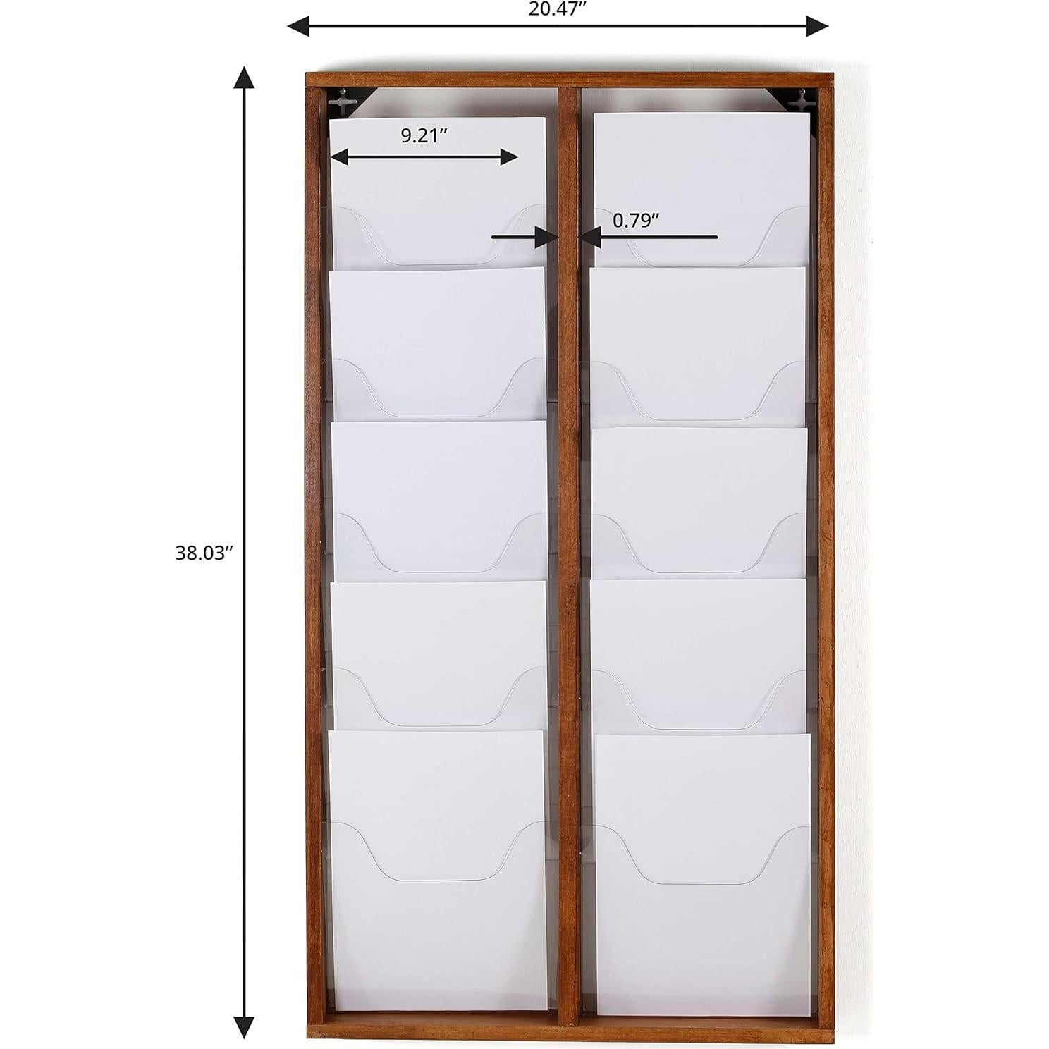 Soporte de Revistas de Pared M&T Displays Madera Oscura 2x5 Bolsillos