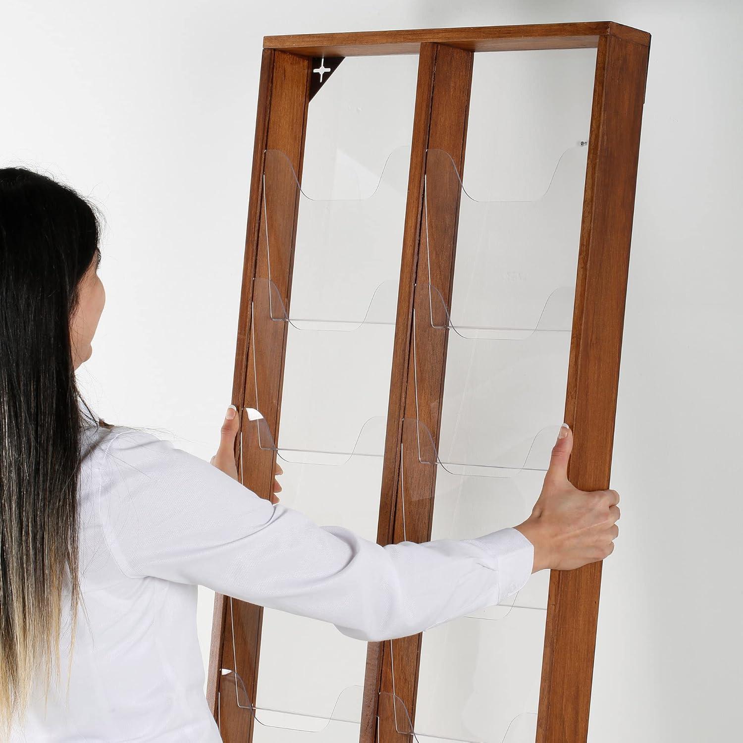 Soporte de Revistas de Pared M&T Displays Madera Oscura 2x5 Bolsillos