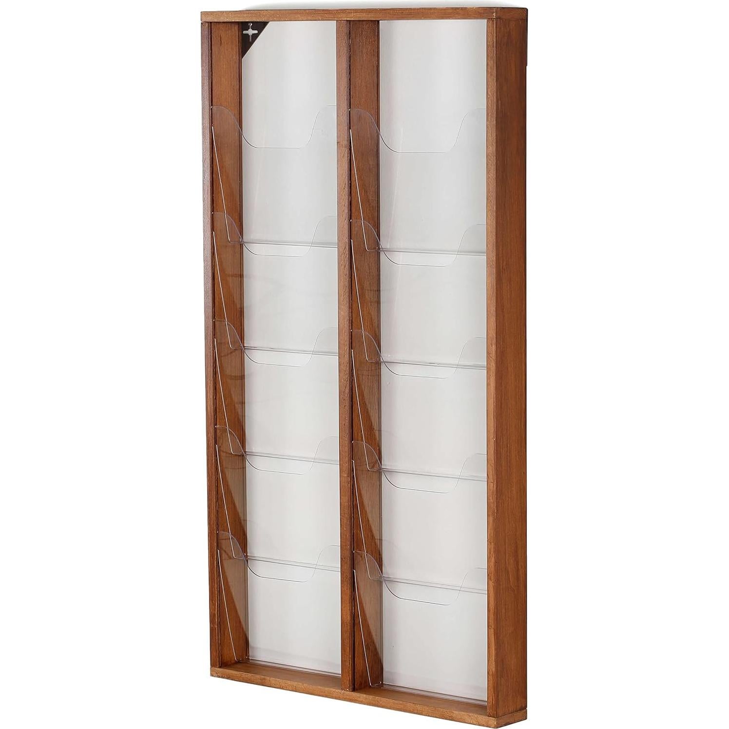 Soporte de Revistas de Pared M&T Displays Madera Oscura 2x5 Bolsillos