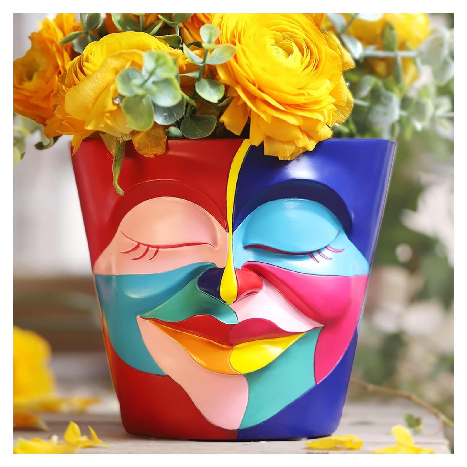 Maceta Abstracta GUGUGO 14 cm con Drenaje - Colores Arcoíris