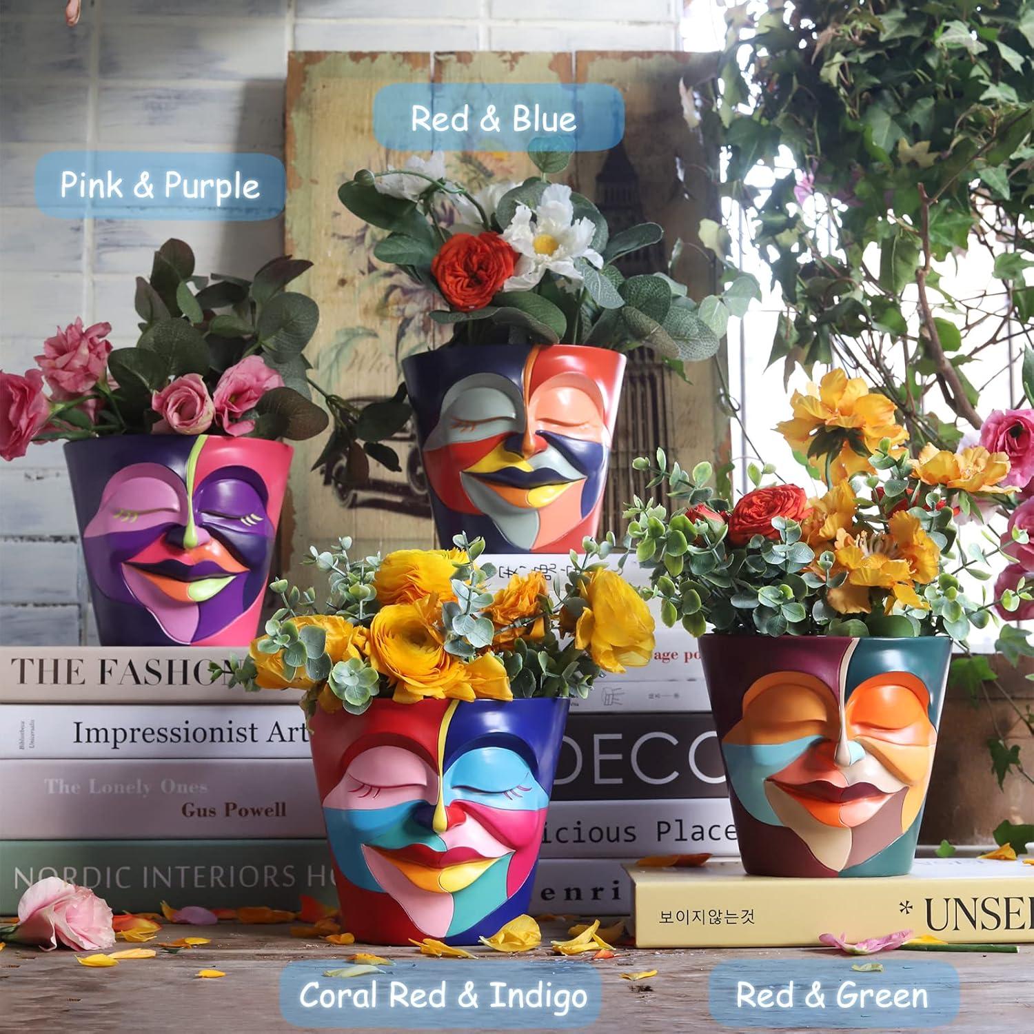 Maceta Abstracta GUGUGO 14 cm con Drenaje - Colores Arcoíris