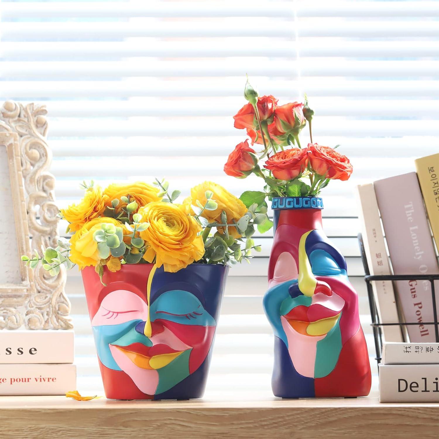 Maceta Abstracta GUGUGO 14 cm con Drenaje - Colores Arcoíris