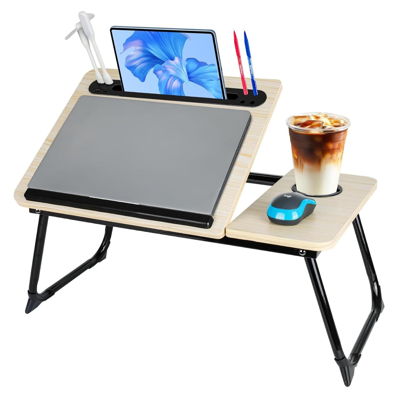 Escritorio de Cama Ajustable CSYY con USB y Soporte para Taza