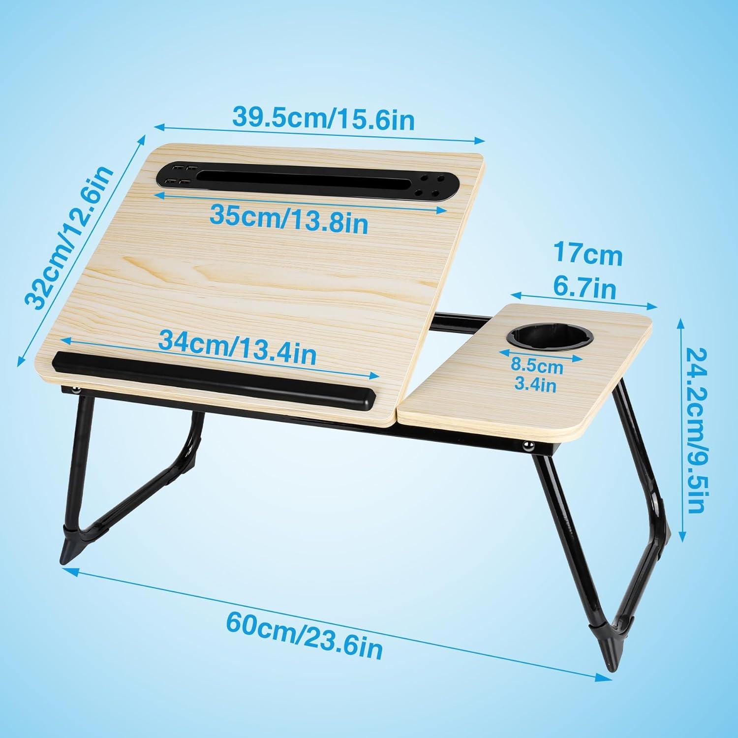 Escritorio de Cama Ajustable CSYY con USB y Soporte para Taza