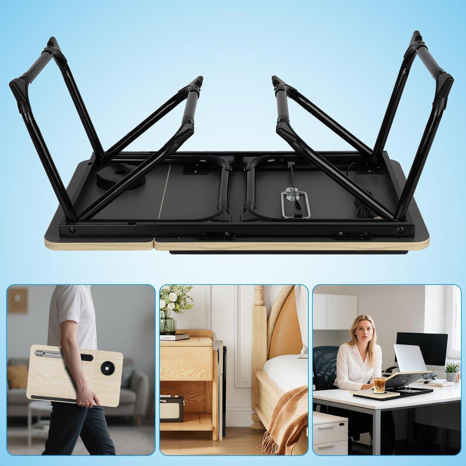 Escritorio de Cama Ajustable CSYY con USB y Soporte para Taza