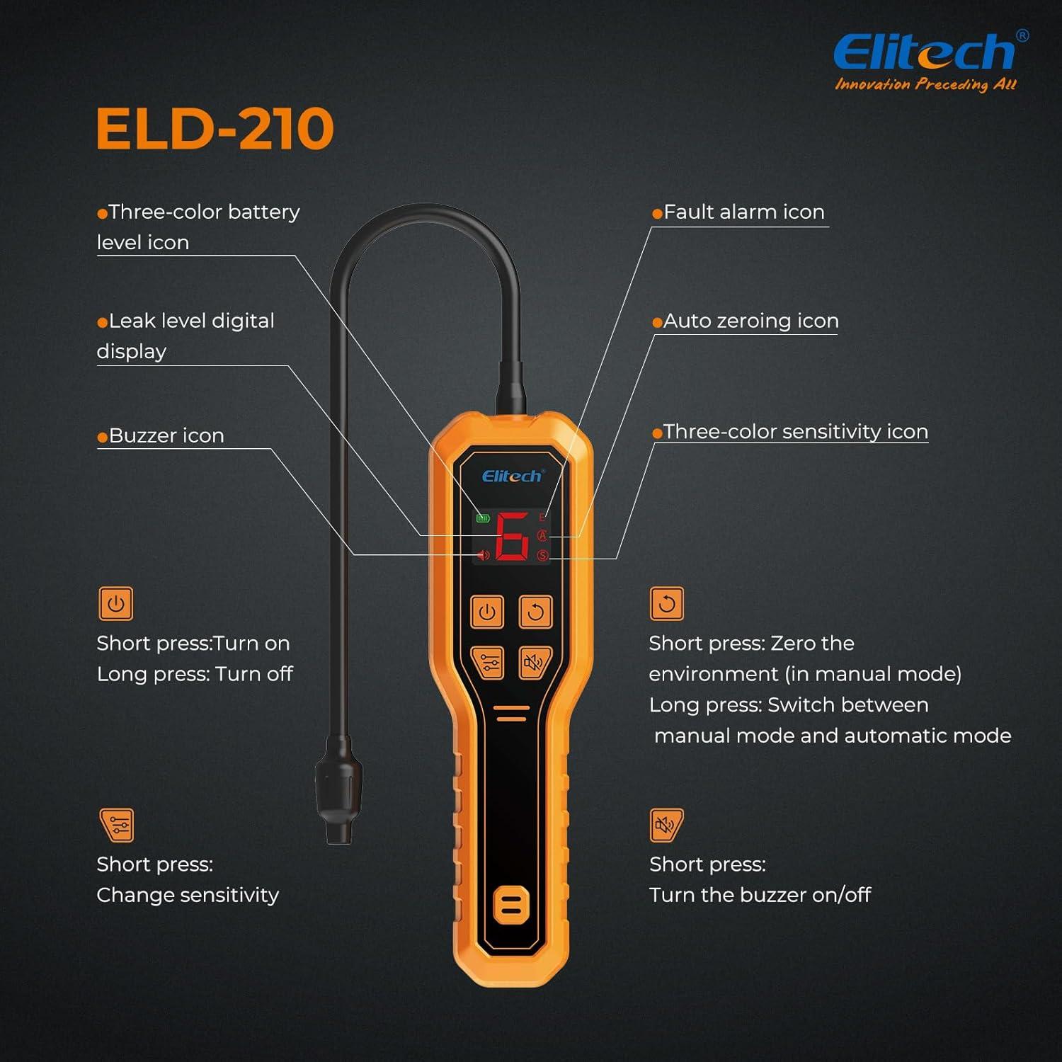 Detector de Fugas de Refrigerante Elitech ELD-210 R134A R410A