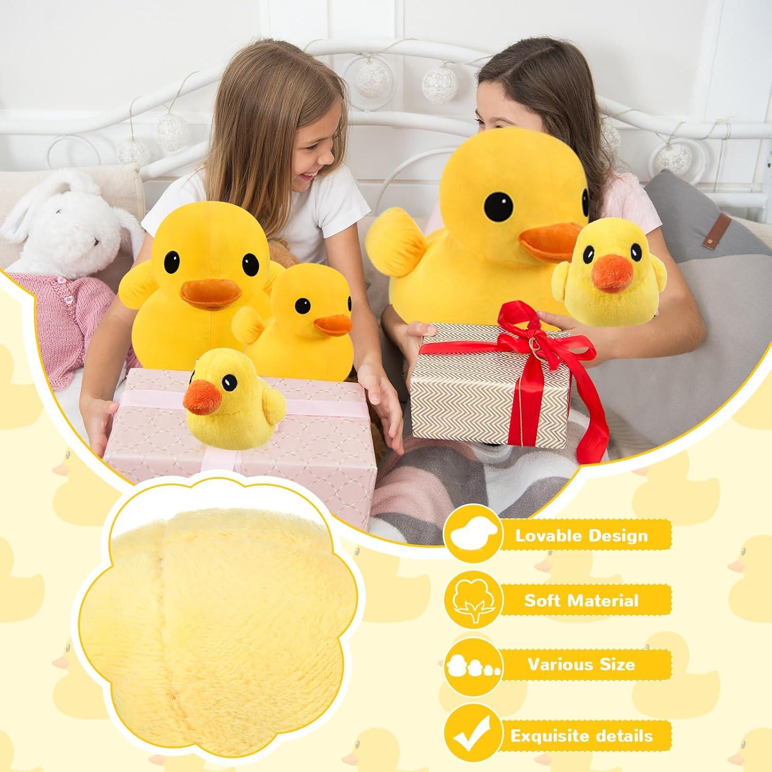 Peluche Pato Amarillo Leyndo 2 Pcs 12 cm Suave Decorativo