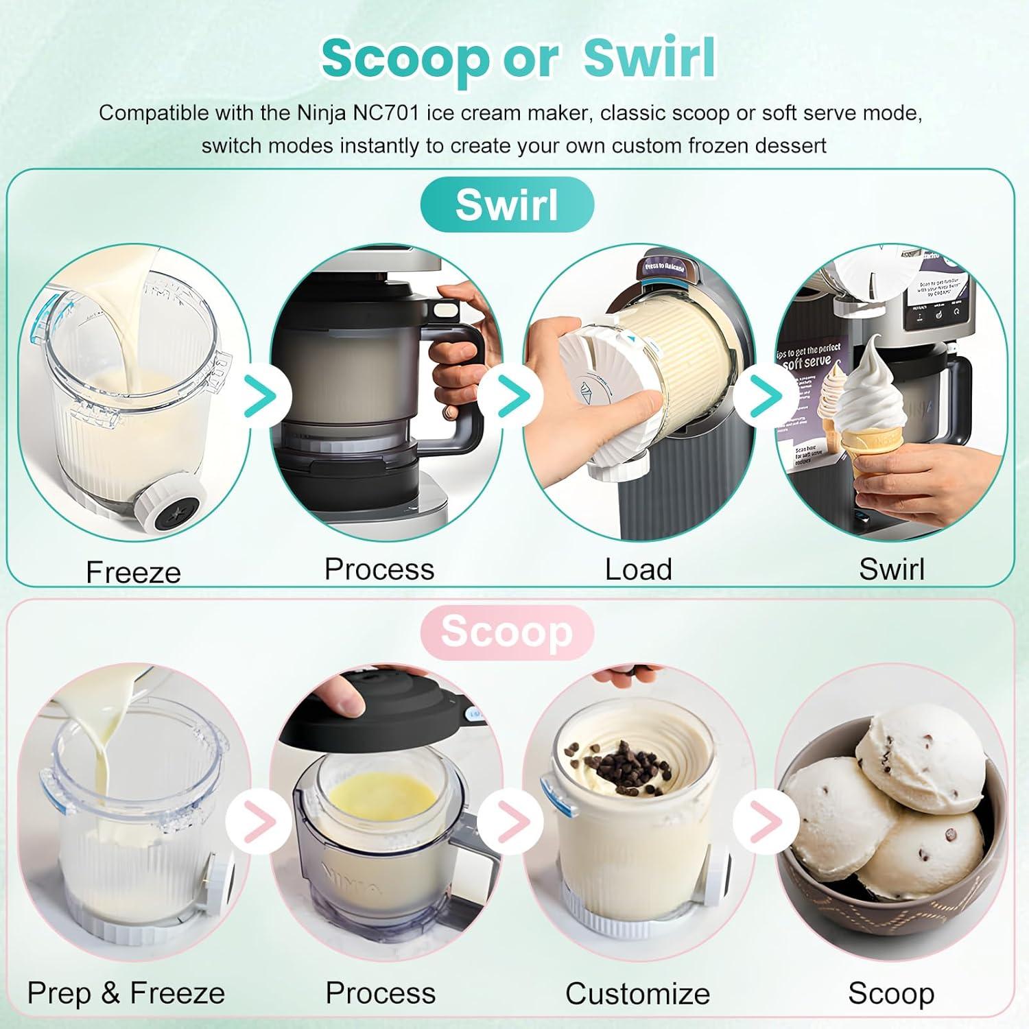 Paquete de 2 Pints Ninja Creami NC700 con Tapas Reemplazo