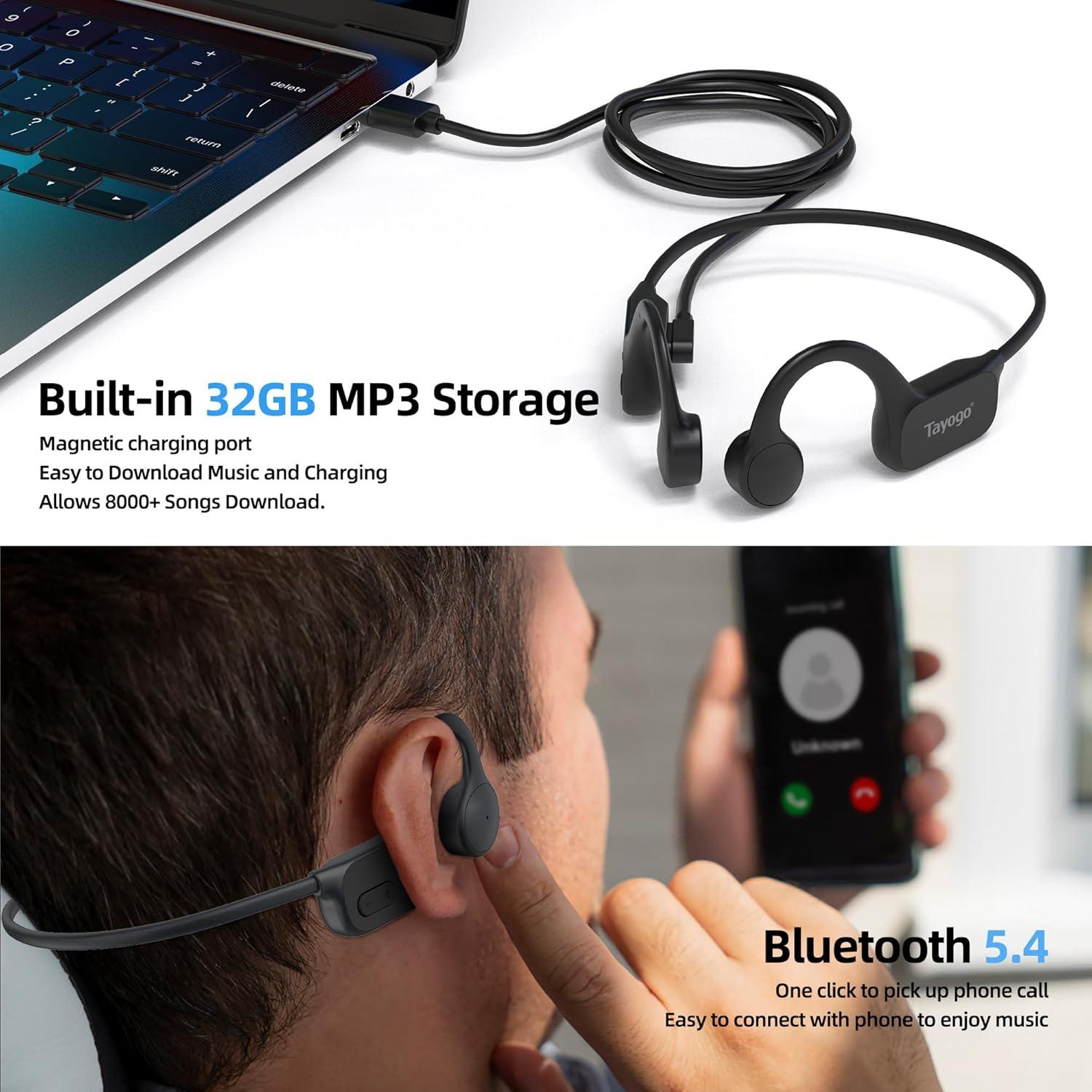 Auriculares Tayogo W26 Conducción Ósea Impermeables IPX8