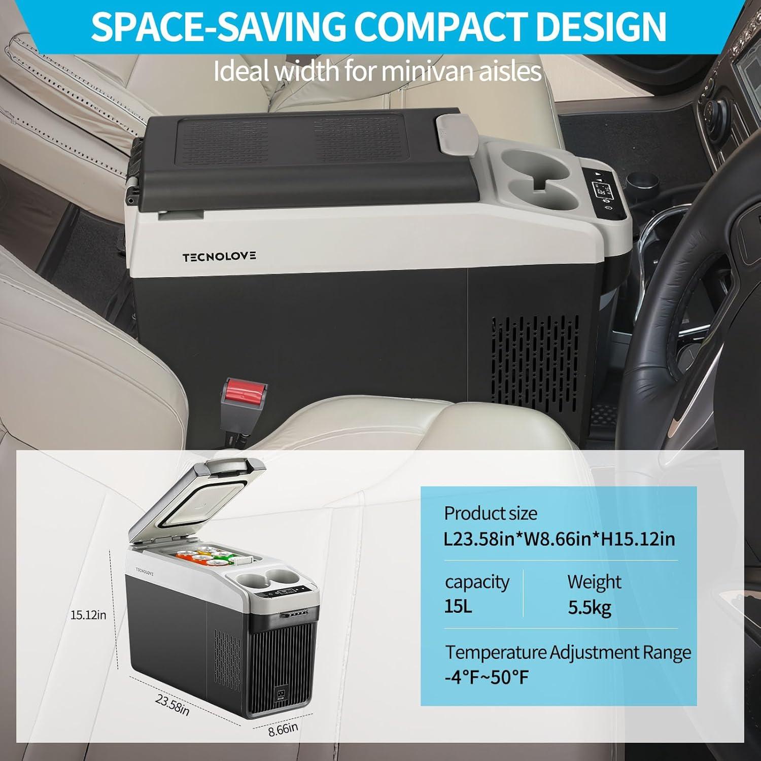 Nevera Portátil Eléctrica Tecnolove 16QT -20C a 10C para Coche