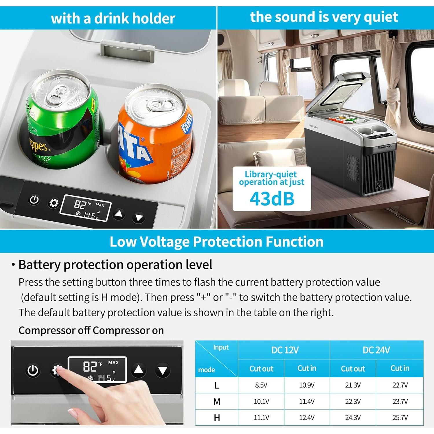 Nevera Portátil Eléctrica Tecnolove 16QT -20C a 10C para Coche