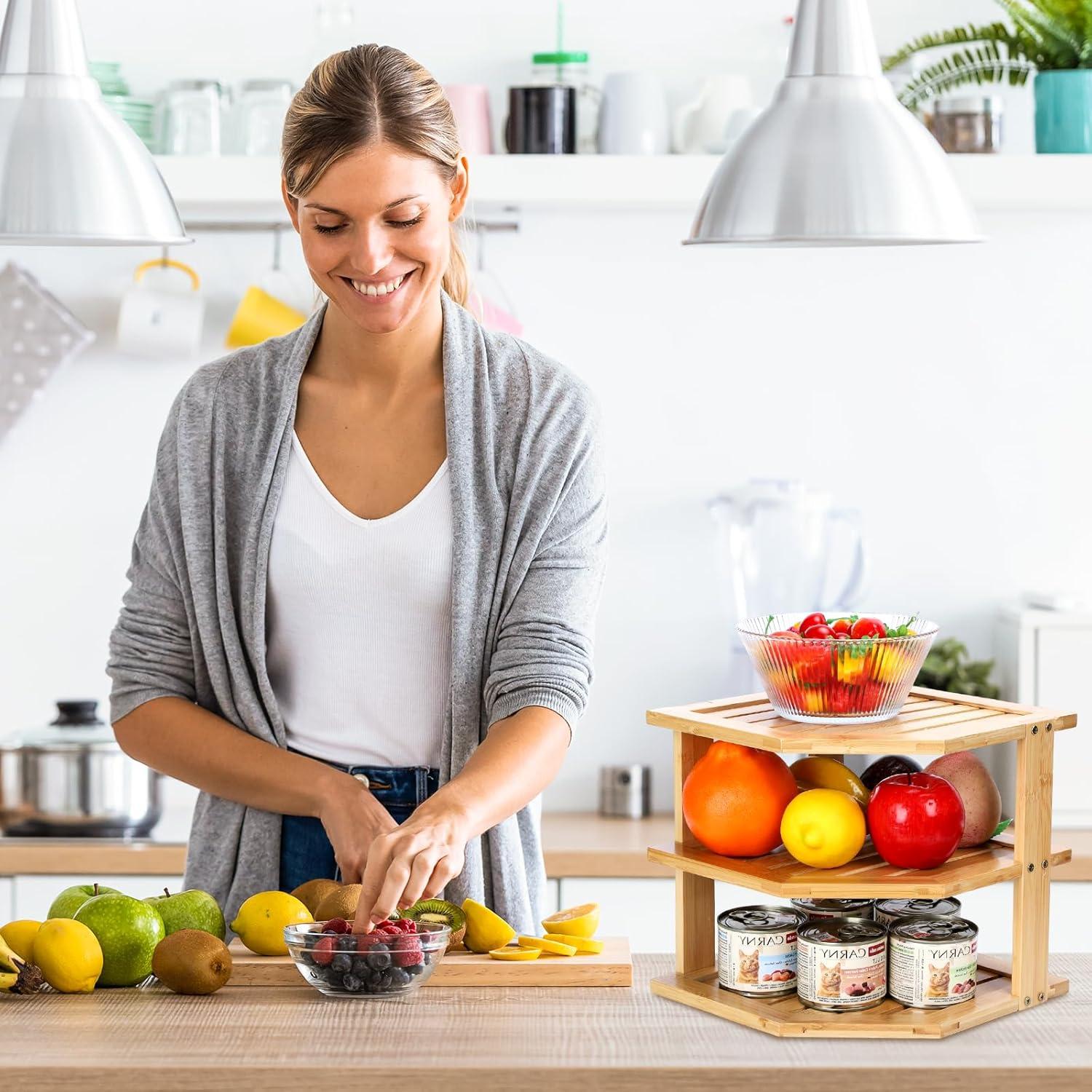 Organizador de Esquina de Bambú ZHESONOM 3 Niveles 24.89cm