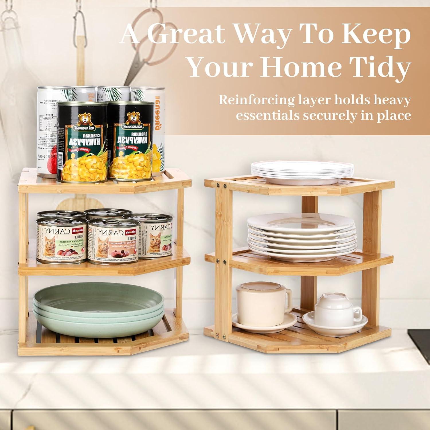 Organizador de Esquina de Bambú ZHESONOM 3 Niveles 24.89cm