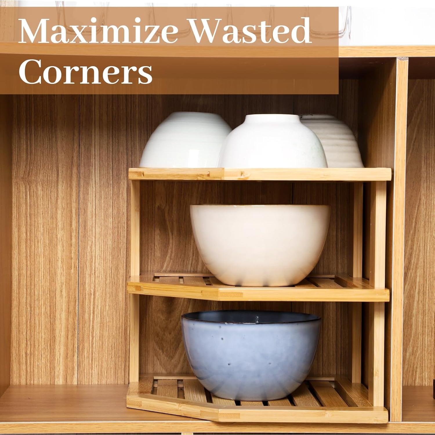 Organizador de Esquina de Bambú ZHESONOM 3 Niveles 24.89cm