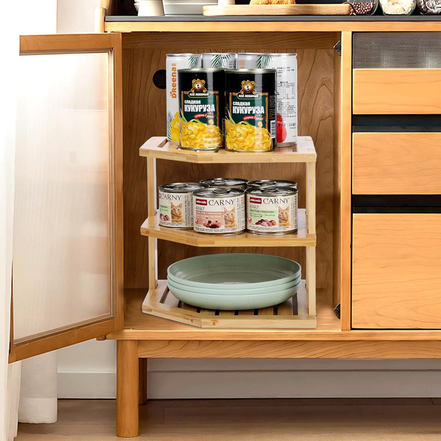 Organizador de Esquina de Bambú ZHESONOM 3 Niveles 24.89cm