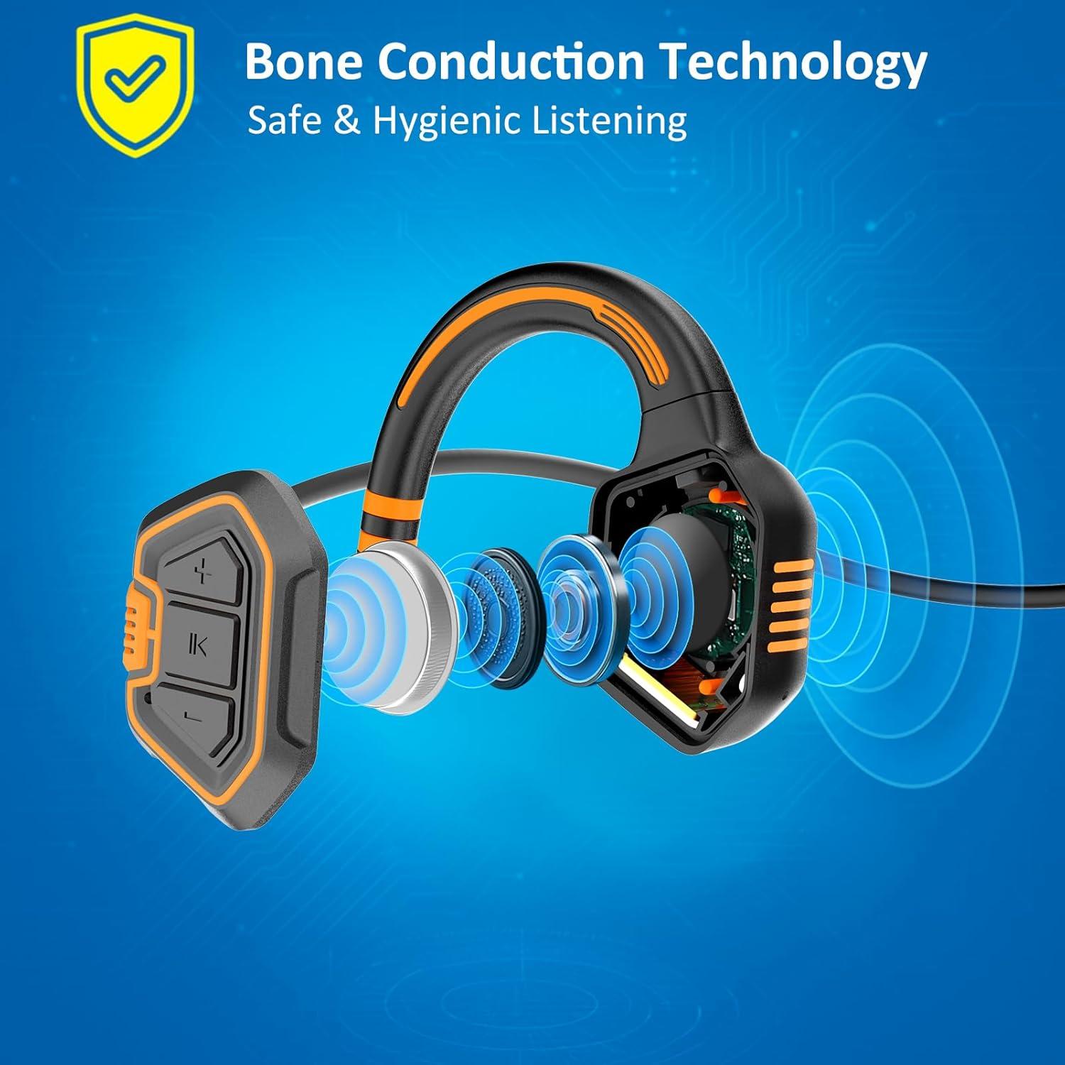 Auriculares de Conducción Ósea Alex OPENEAR Wave IP68 Naranja