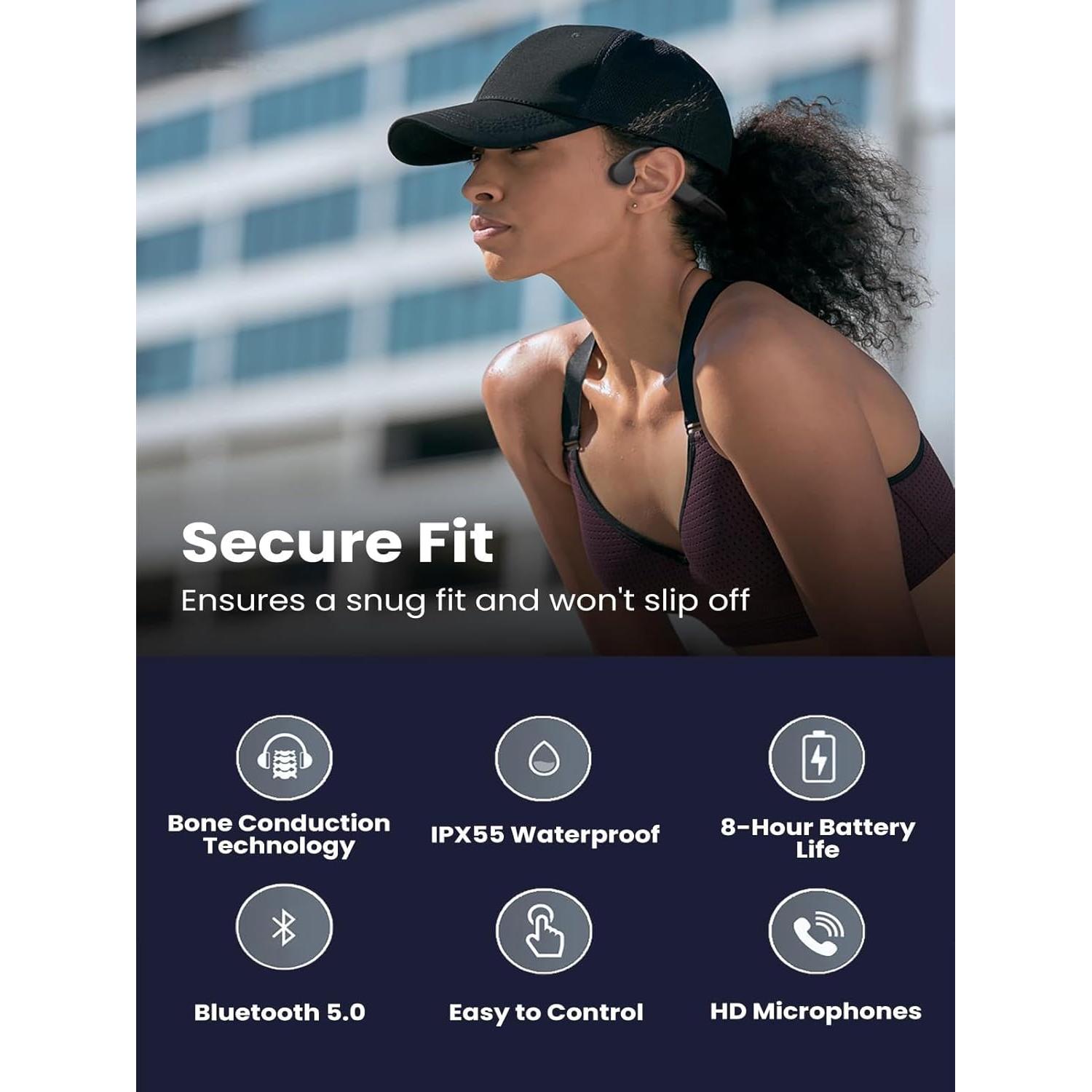 Auriculares de Conducción Ósea Bluetooth 2024, Impermeables 8H