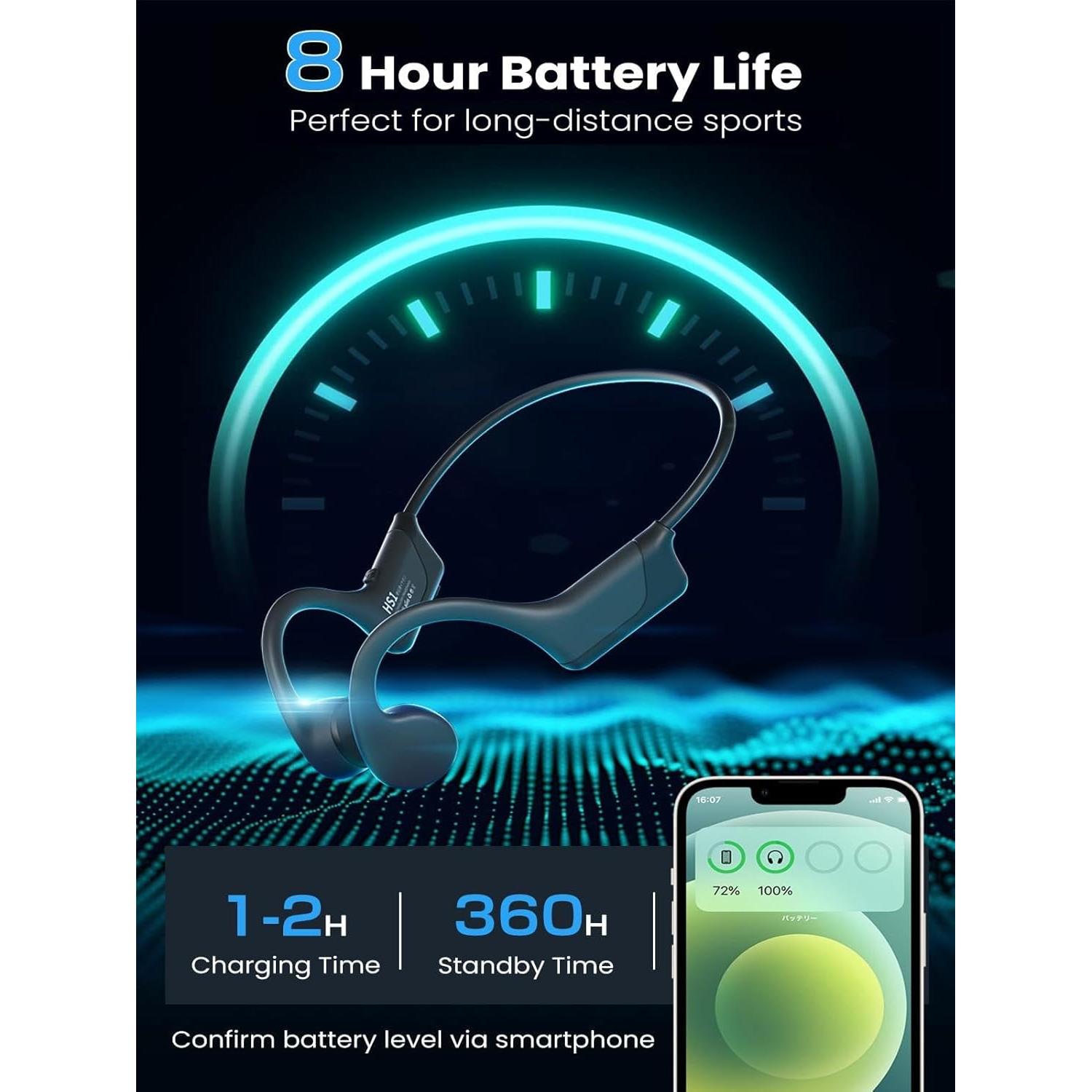 Auriculares de Conducción Ósea Bluetooth 2024, Impermeables 8H