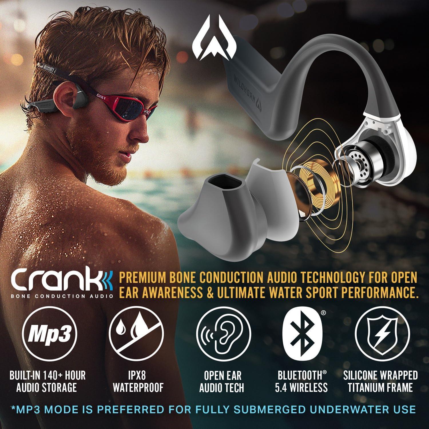 Auriculares de Conducción Ósea Wildhorn Crank Swim IPX8 Bluetooth