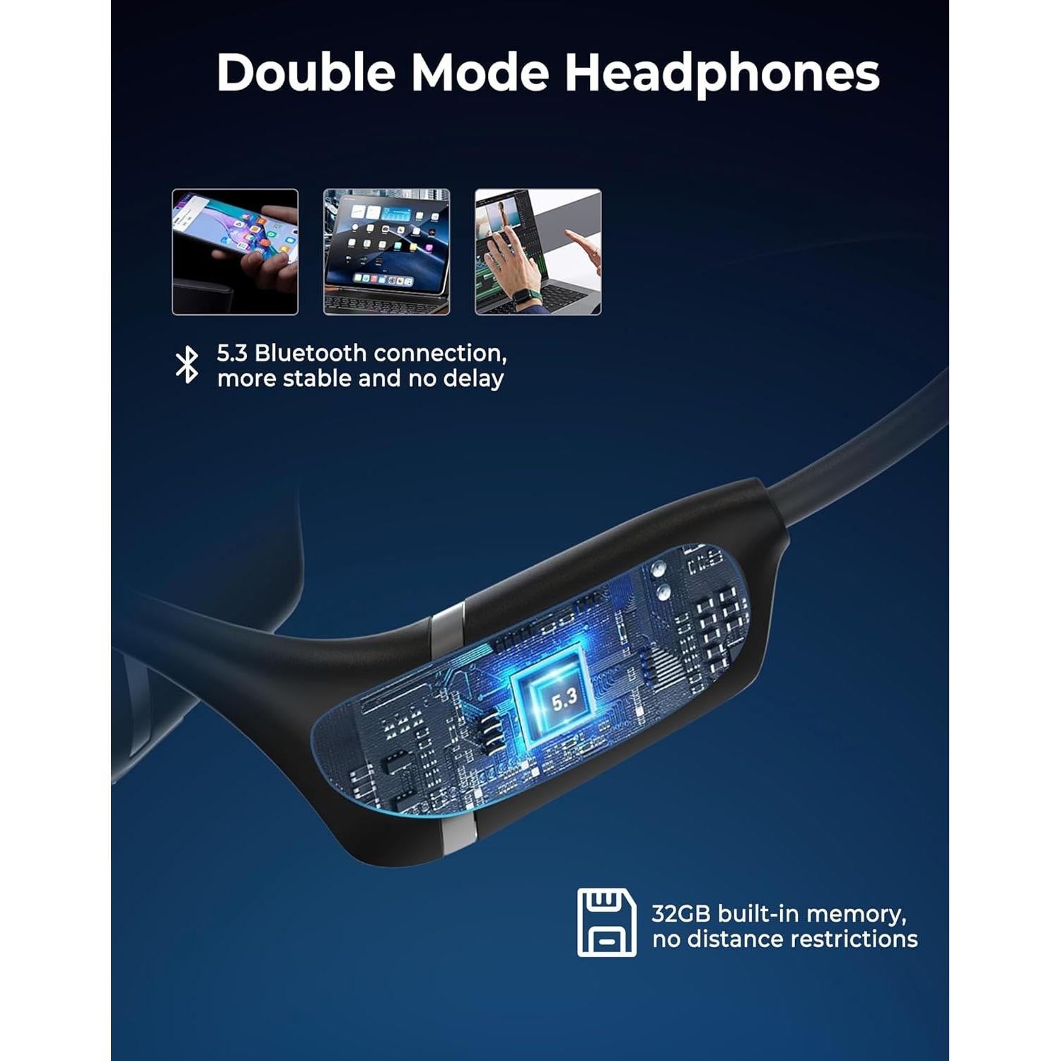 Auriculares de Conducción Ósea Bluetooth 5.3 Atopskins IPX5 9H