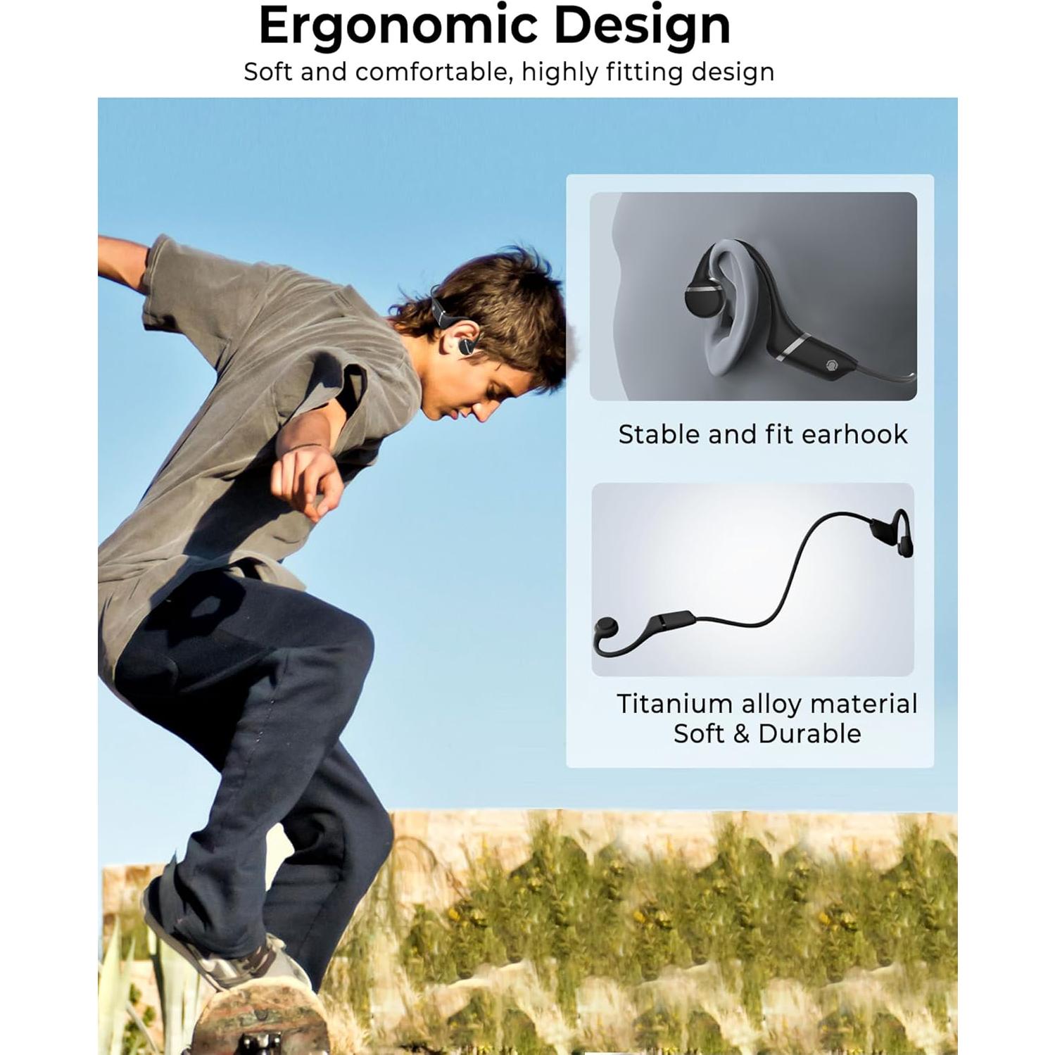 Auriculares de Conducción Ósea Bluetooth 5.3 Atopskins IPX5 9H