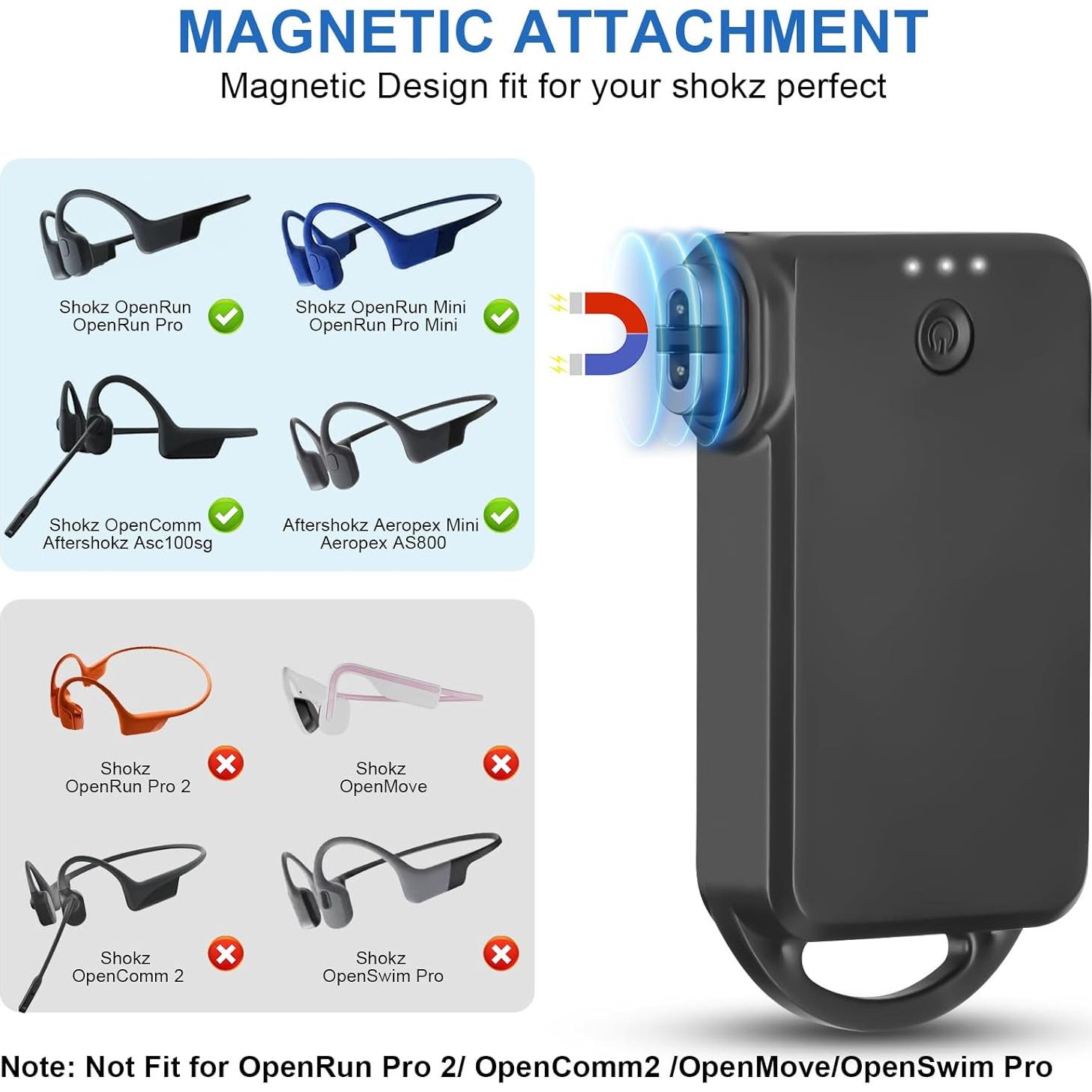 Cargador Inalámbrico Portátil Shokz 600mAh para Auriculares