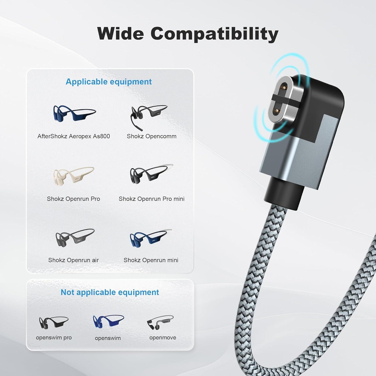 Cable de Carga Magnético RUXELY 1.2M para Auriculares Shokz