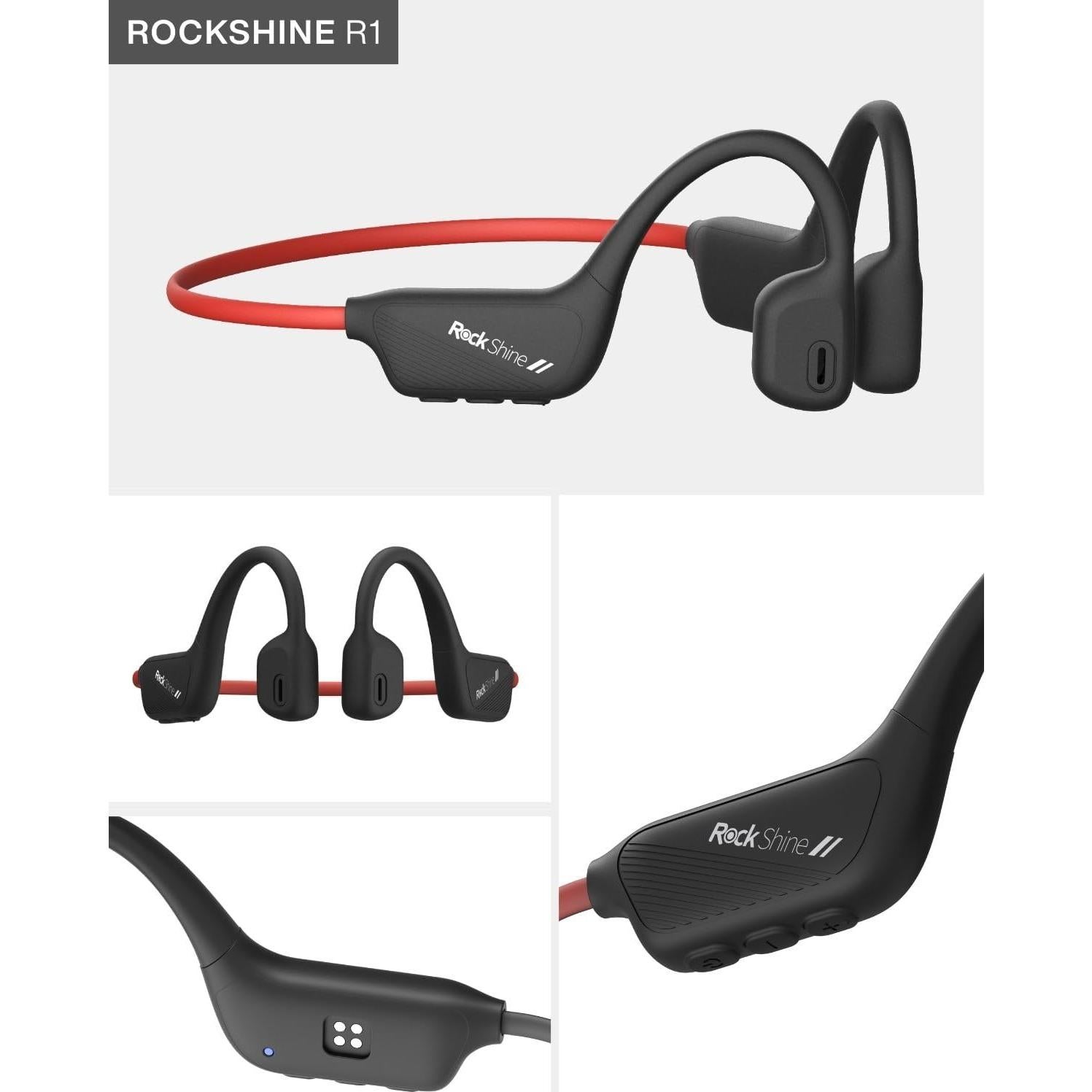 Auriculares Deportivos ROCKSHINE R1 - Conducción Ósea, Resistente al Sudor, Bluetooth 5.3