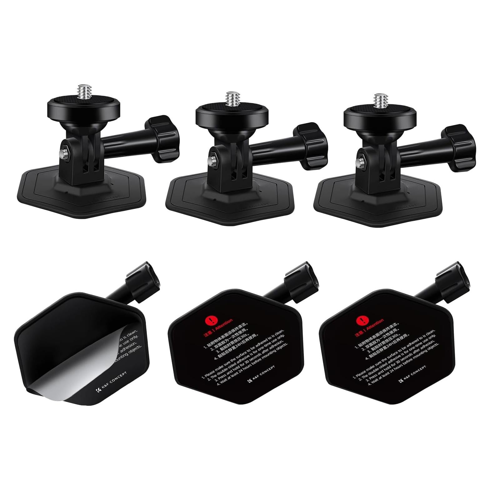 K&F Concept 3Pack Montaje Adhesivo Flexible para Cámaras de Acción