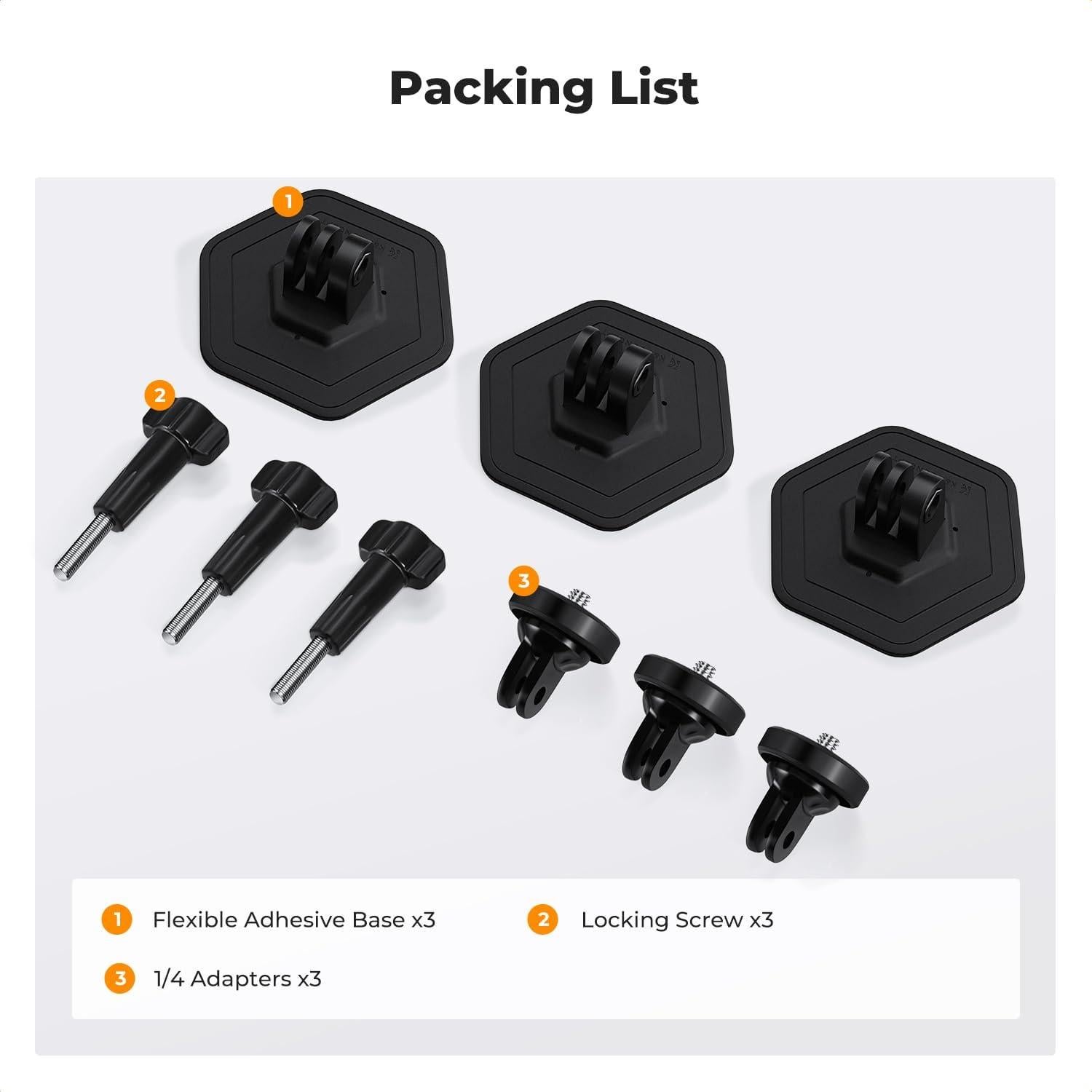 K&F Concept 3Pack Montaje Adhesivo Flexible para Cámaras de Acción