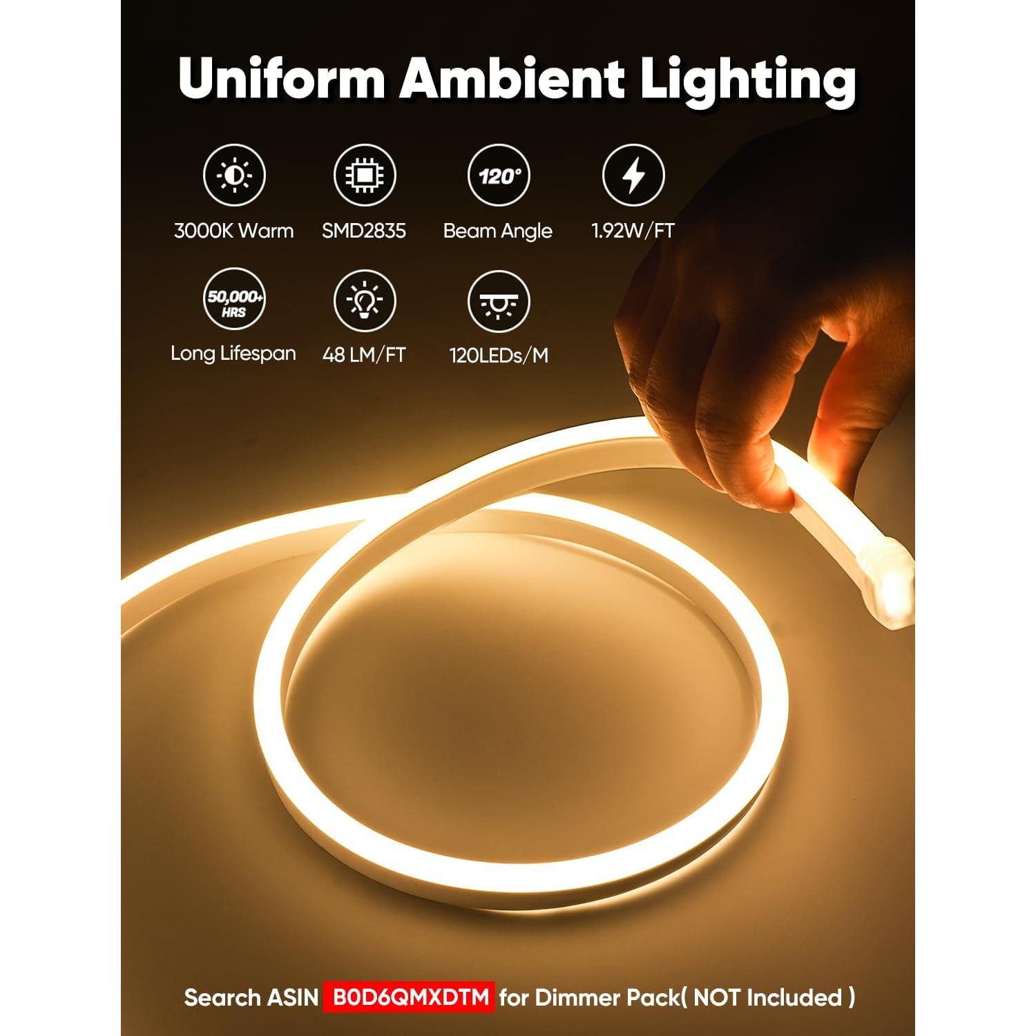 Tira de Neón LED 5M LMD 2800K Blanco Cálido Impermeable