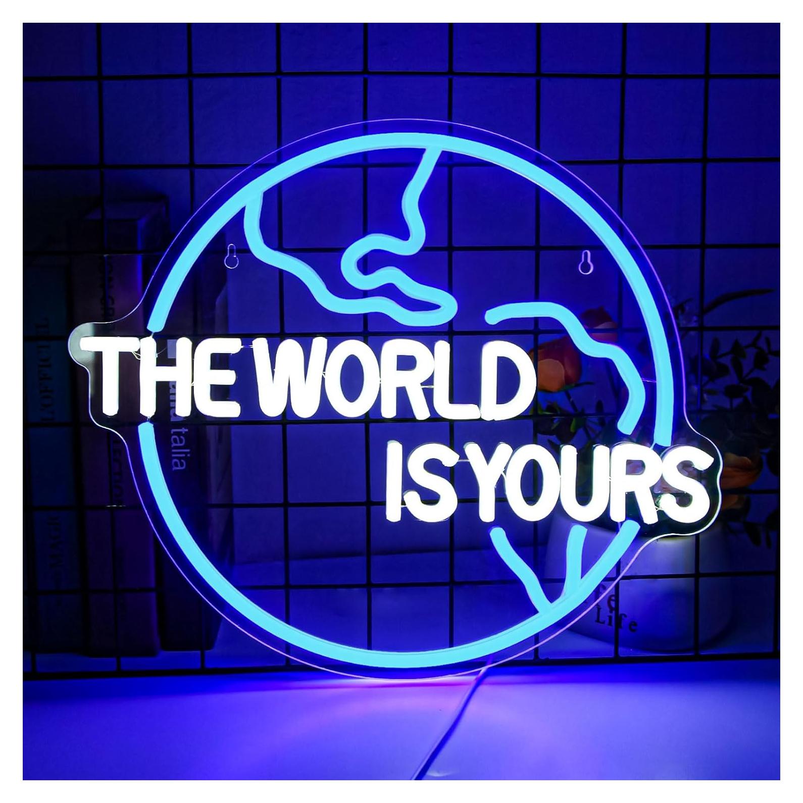 Letrero Neón El Mundo Es Tuyo Gevbay 40.4x32.7cm USB