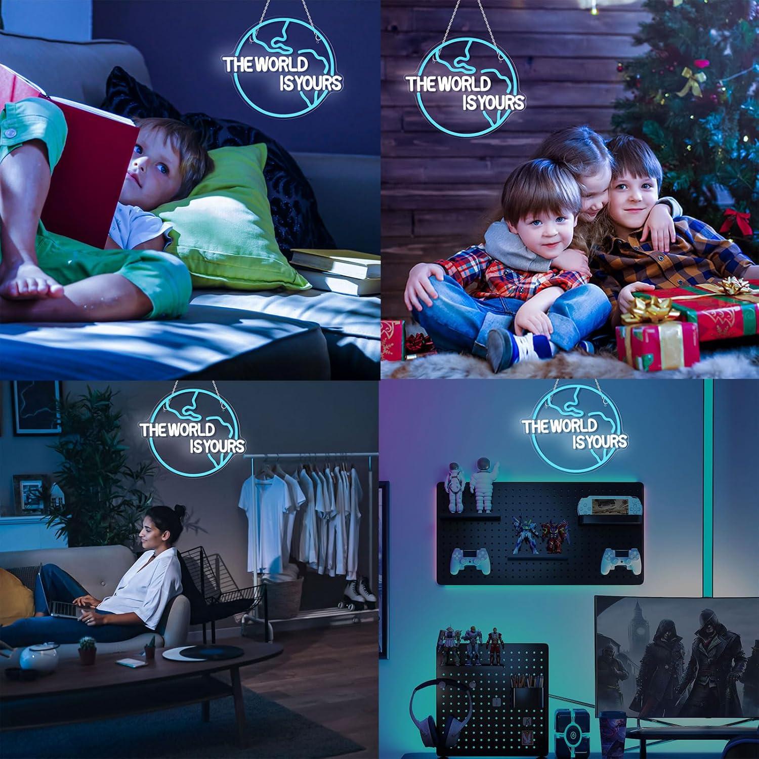 Letrero Neón El Mundo Es Tuyo Gevbay 40.4x32.7cm USB