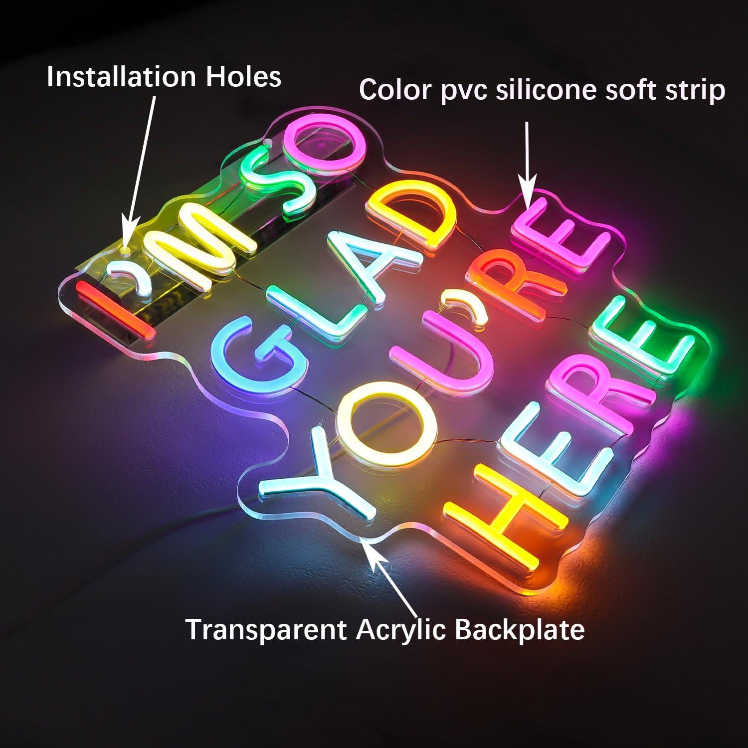 Letrero de neón LED GleamNeon 'Estoy tan feliz de que estés aquí'