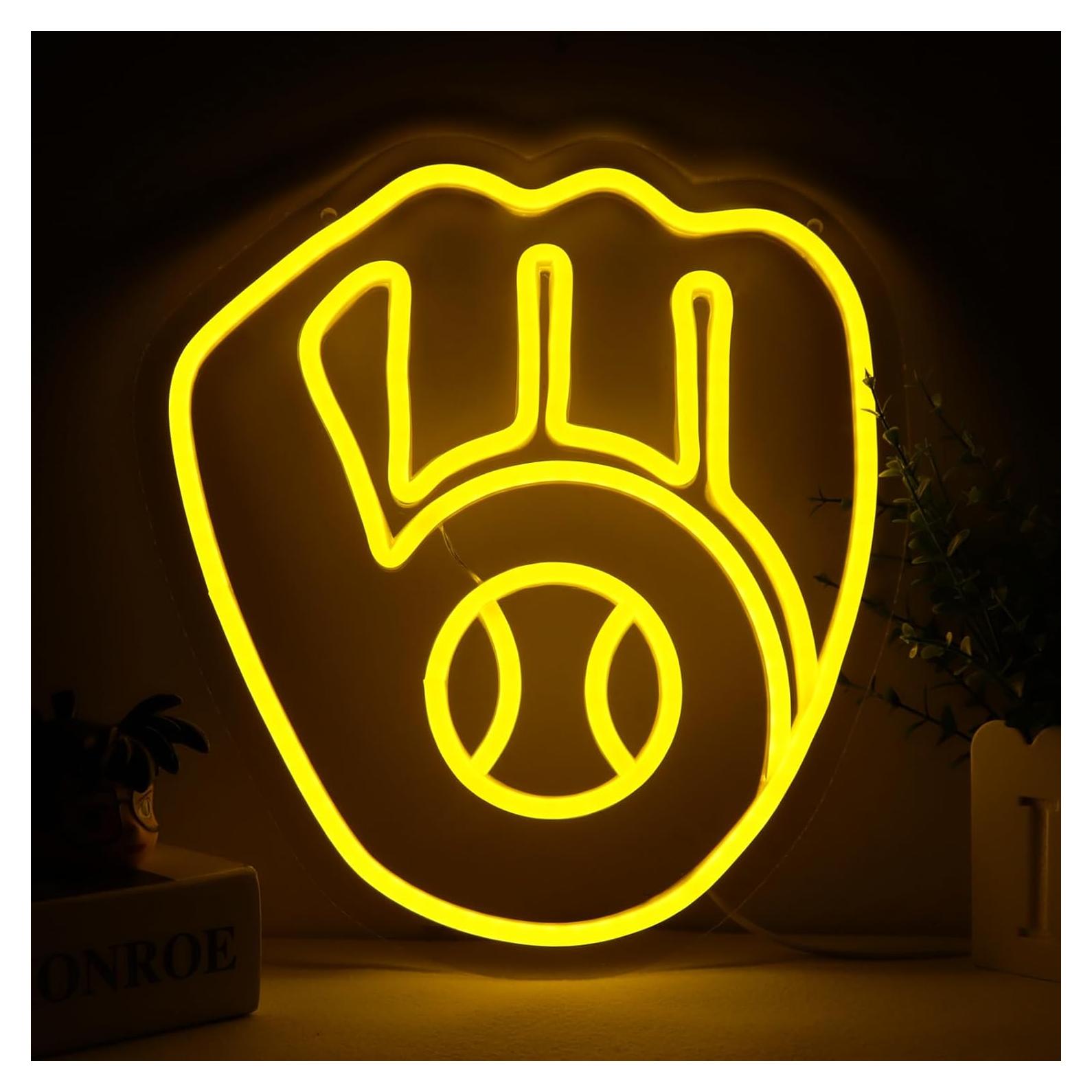 Cartel de Neón Balanar Guante de Béisbol 30.99x27.99 cm