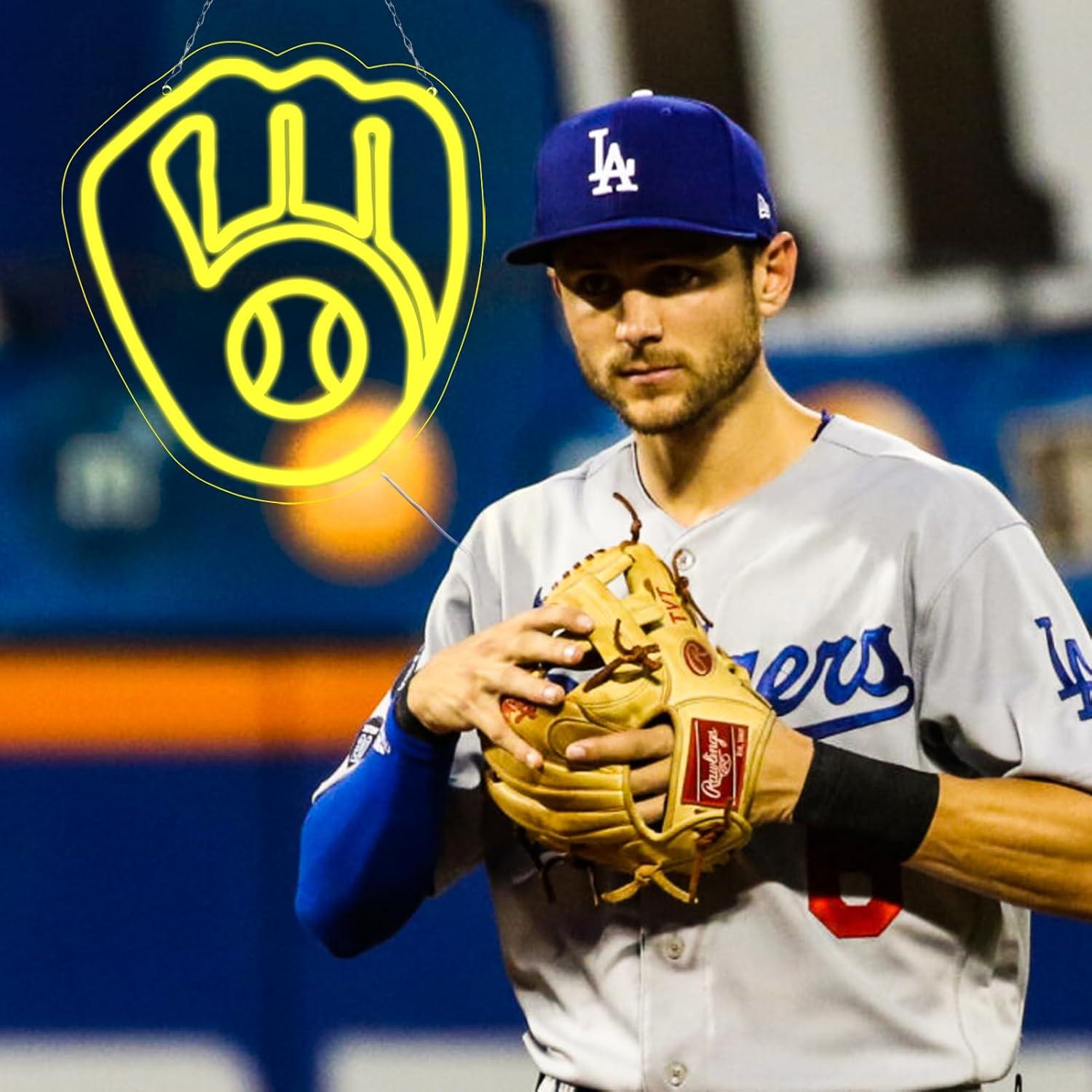 Cartel de Neón Balanar Guante de Béisbol 30.99x27.99 cm