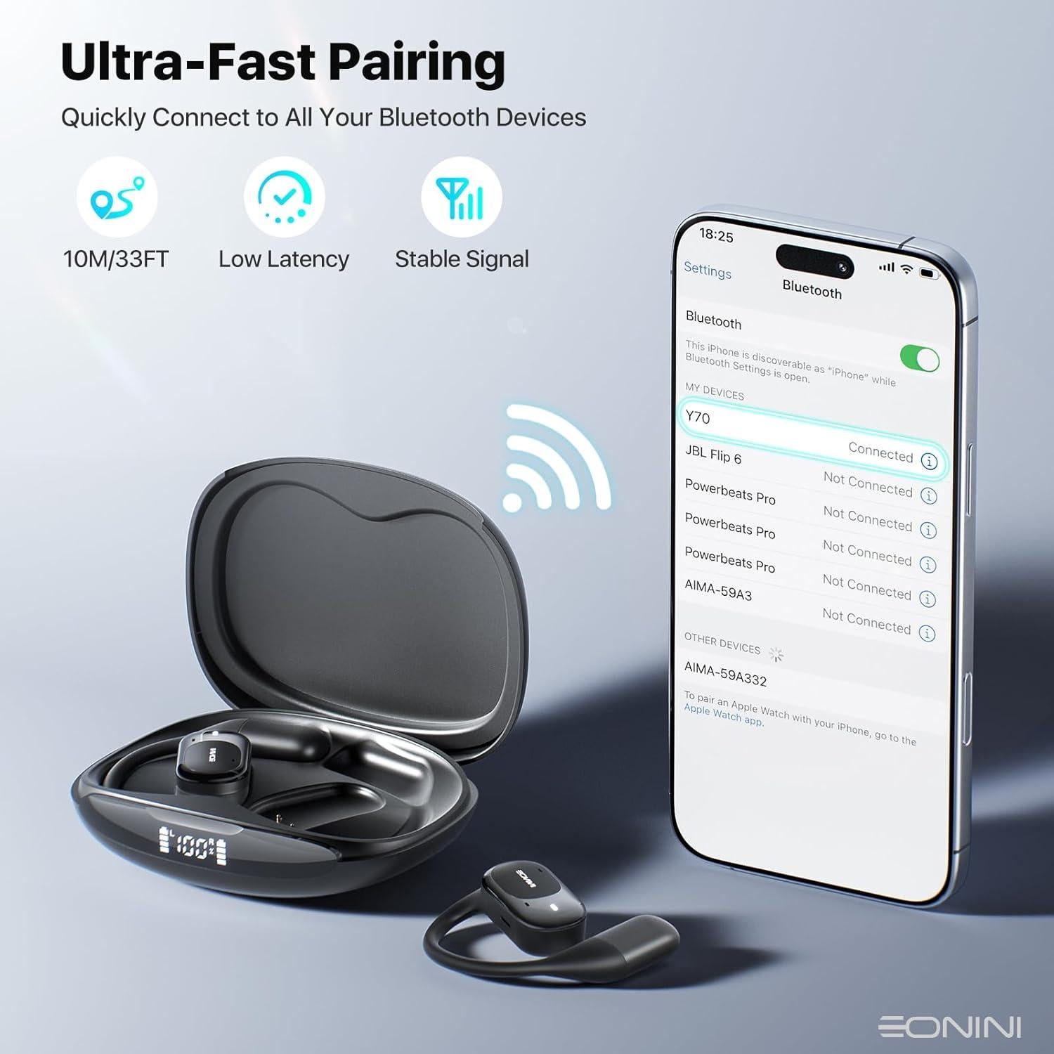 Auriculares Inalámbricos Bluetooth Open Ear Y70 - 40 Horas, IPX5