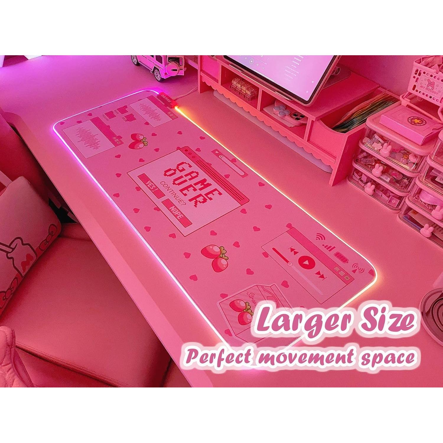 Alfombrilla de Ratón JMIYAV RGB Rosa 80x30 cm para Juegos