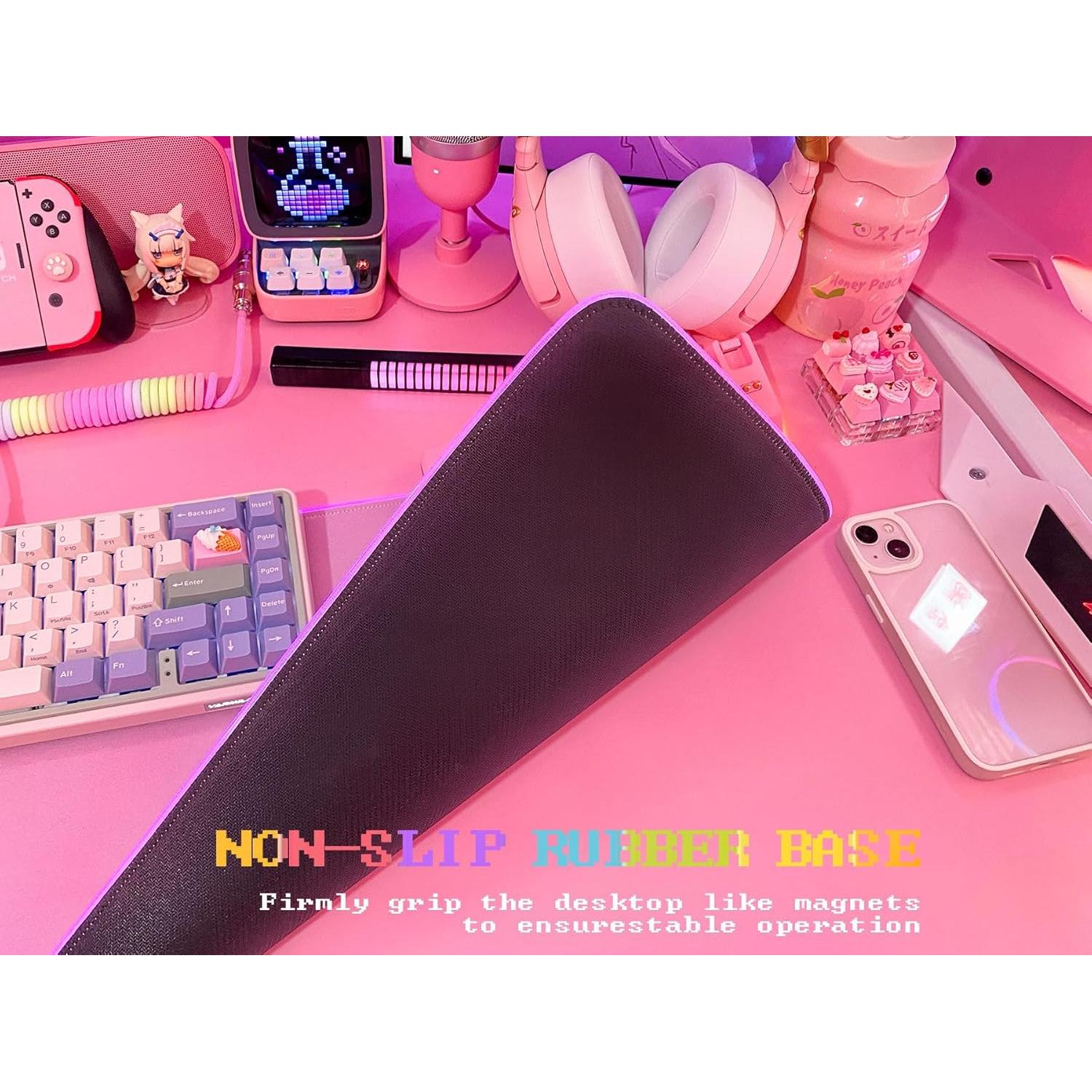 Alfombrilla de Ratón JMIYAV RGB Rosa 80x30 cm para Juegos