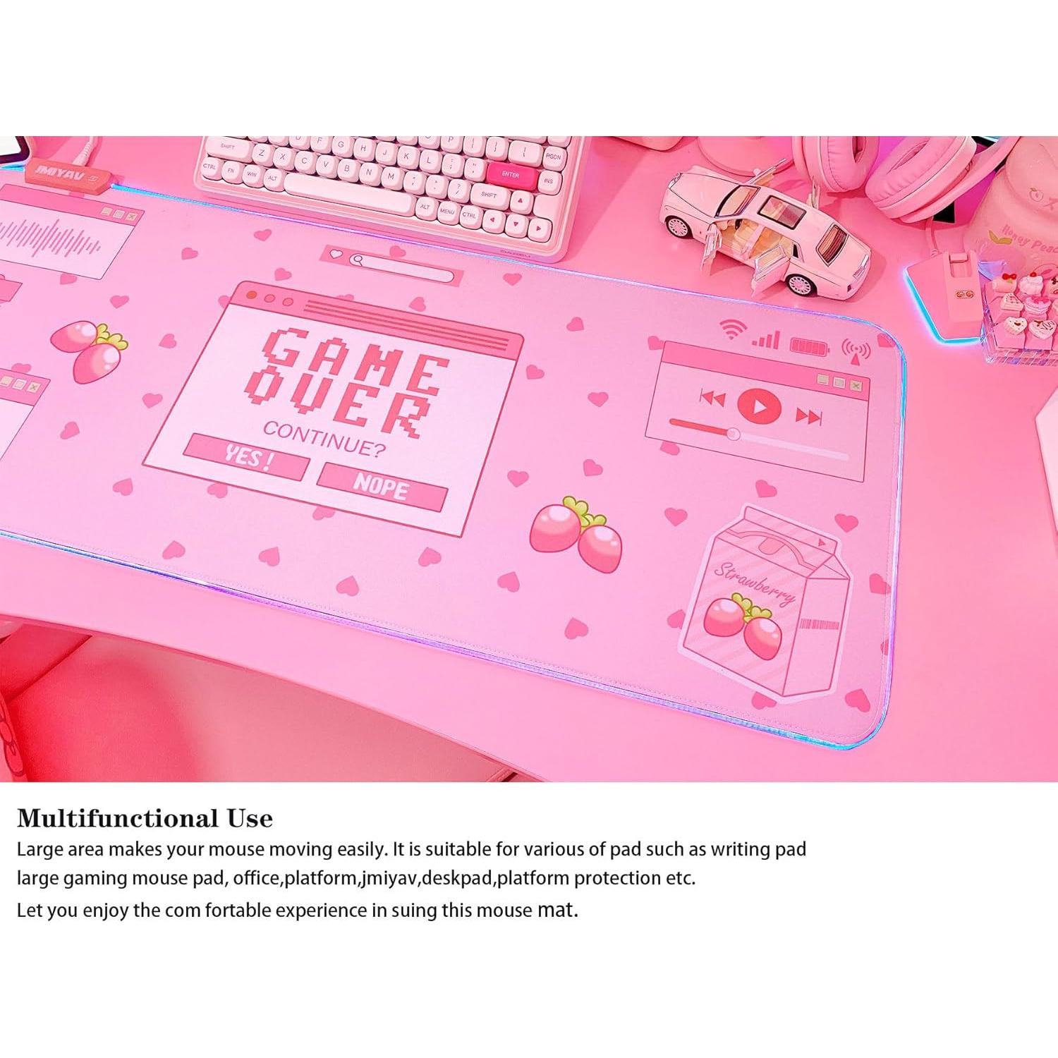 Alfombrilla de Ratón JMIYAV RGB Rosa 80x30 cm para Juegos
