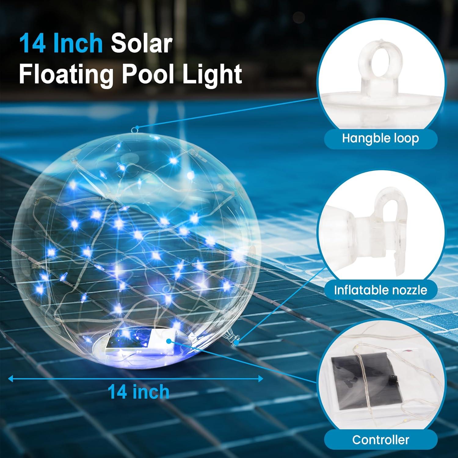 Luces Flotantes Solares RGB 14" numiko para Piscina y Jardín
