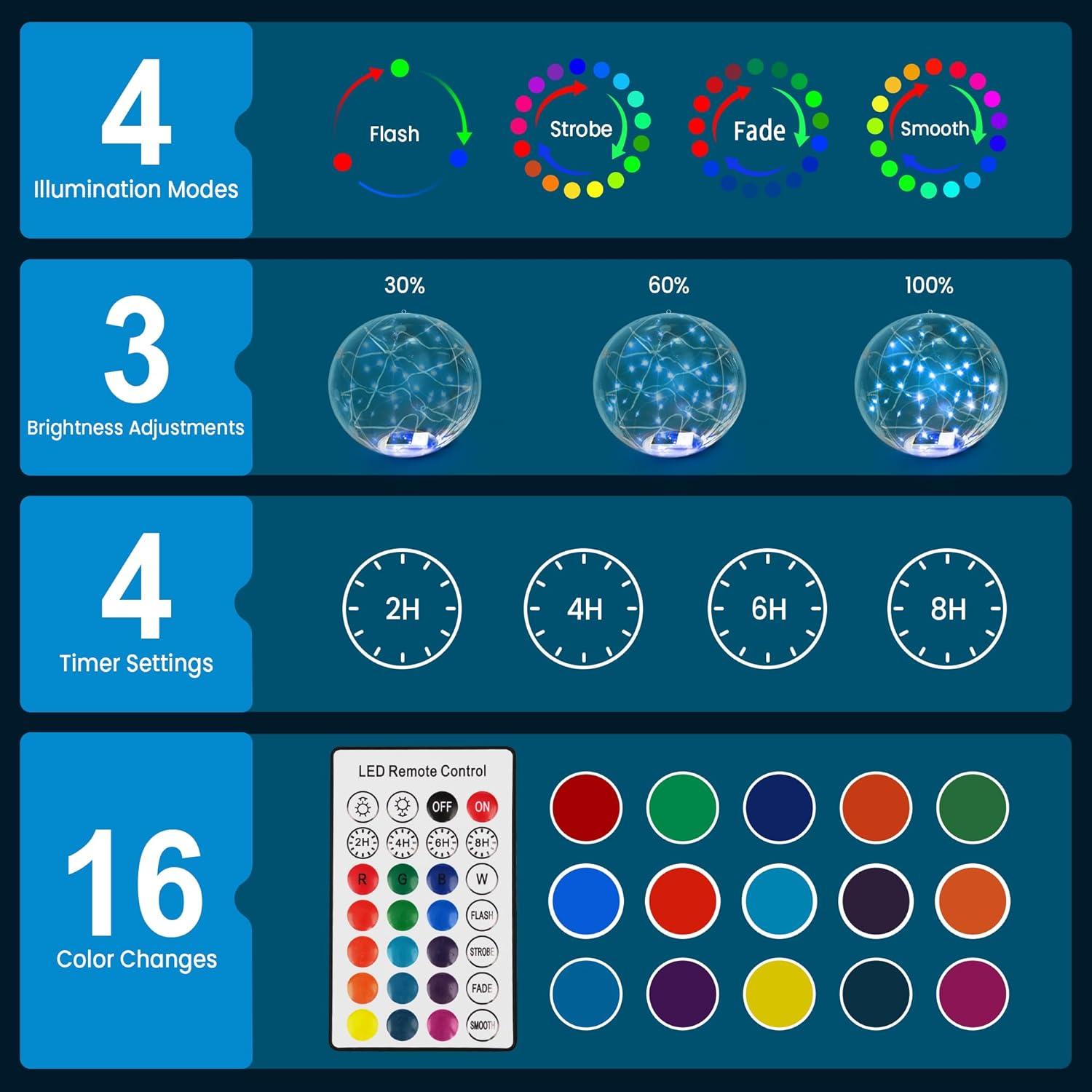 Luces Flotantes Solares RGB 14" numiko para Piscina y Jardín