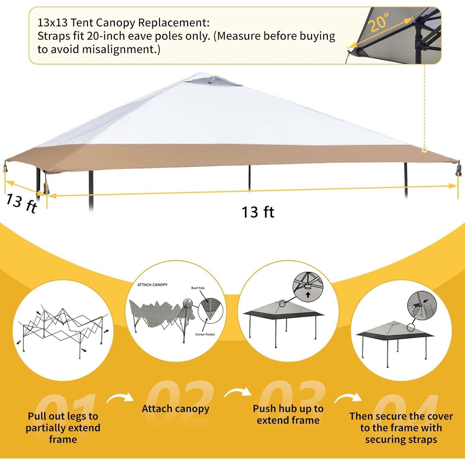 Cubierta de Reemplazo 13x13 D&ONEHOS Impermeable Oxford 300D