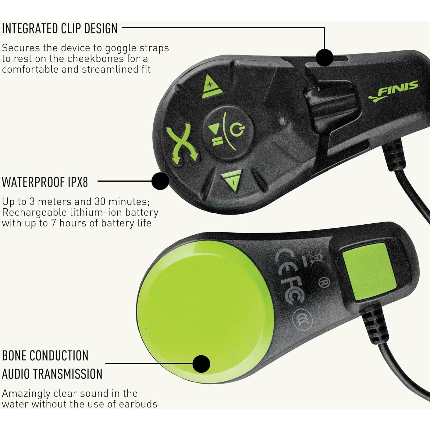 Reproductor MP3 Subacuático FINIS Duo - Auriculares Conducción Ósea 4GB