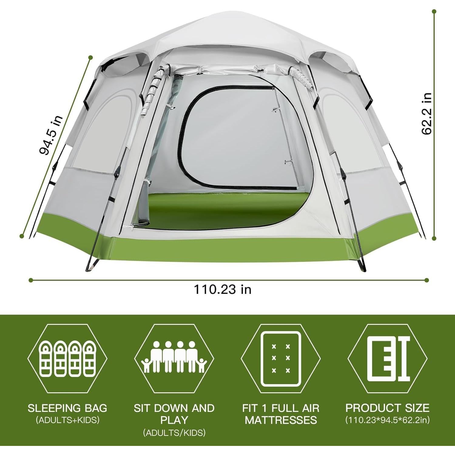 Carpa Familiar Fenbeli para 4 Personas Impermeable 280x240 cm